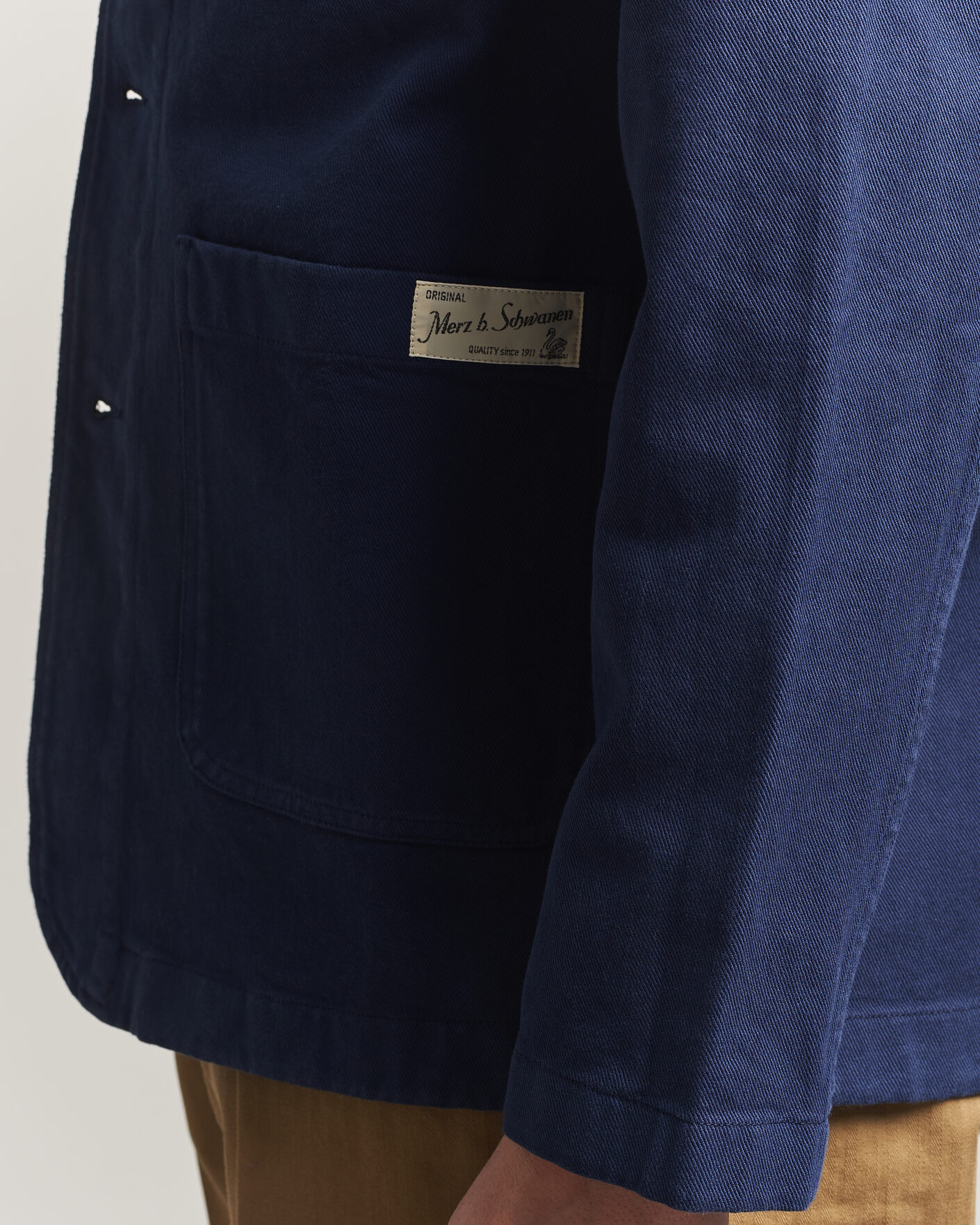 Homme | Chemises | Merz b. Schwanen | Worker Cotton Twill Overshirt Ink Blue
