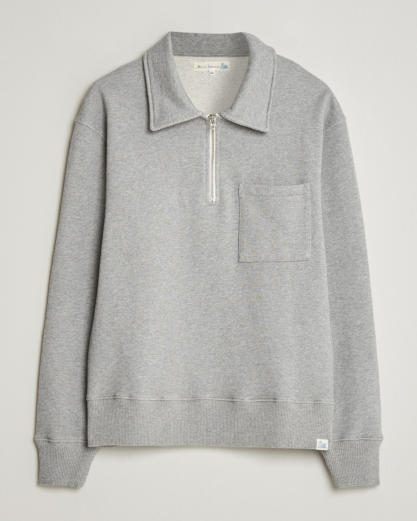 Homme | Pulls Et Tricots | Merz b. Schwanen | Classic Fit Authentic Fleece Half Zip Grey Melange