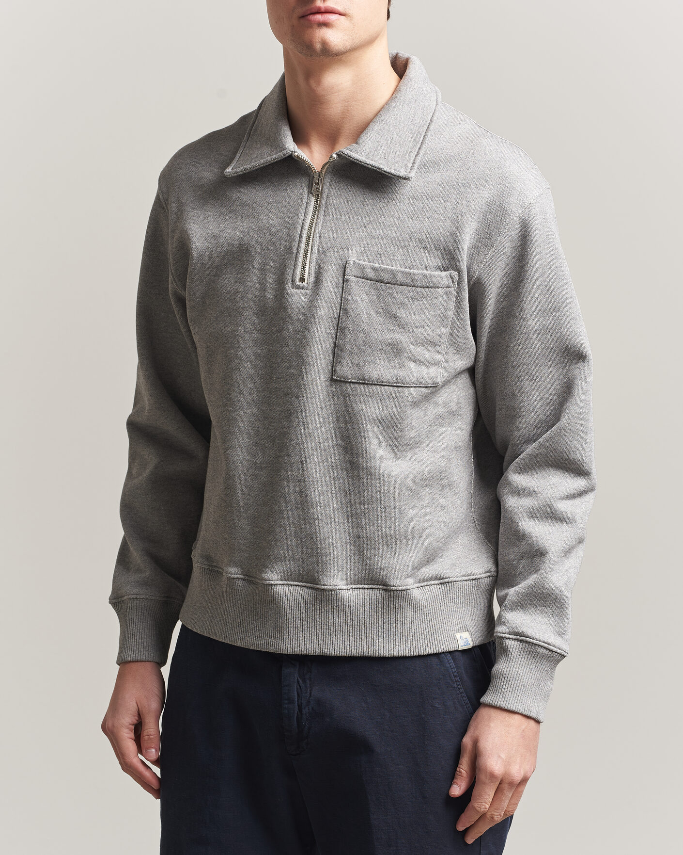 Homme | Pulls Et Tricots | Merz b. Schwanen | Classic Fit Authentic Fleece Half Zip Grey Melange