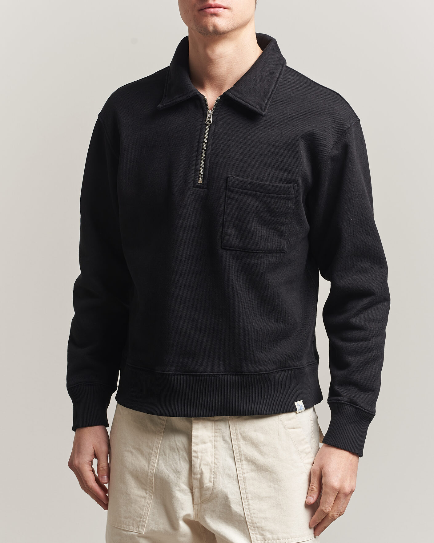 Homme | Pulls Et Tricots | Merz b. Schwanen | Classic Fit Authentic Fleece Half Zip Black