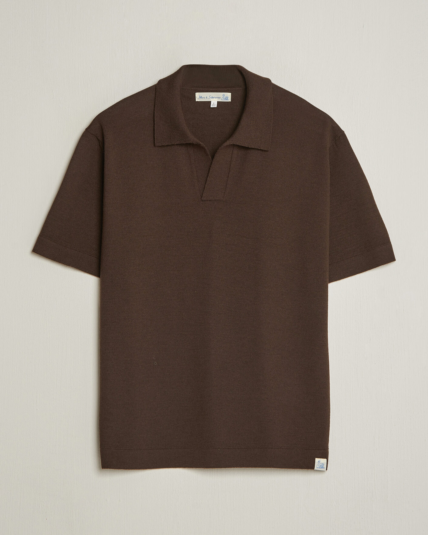 Homme | Polos | Merz b. Schwanen | Relaxed Fit Merino Knitted Polo Coffee