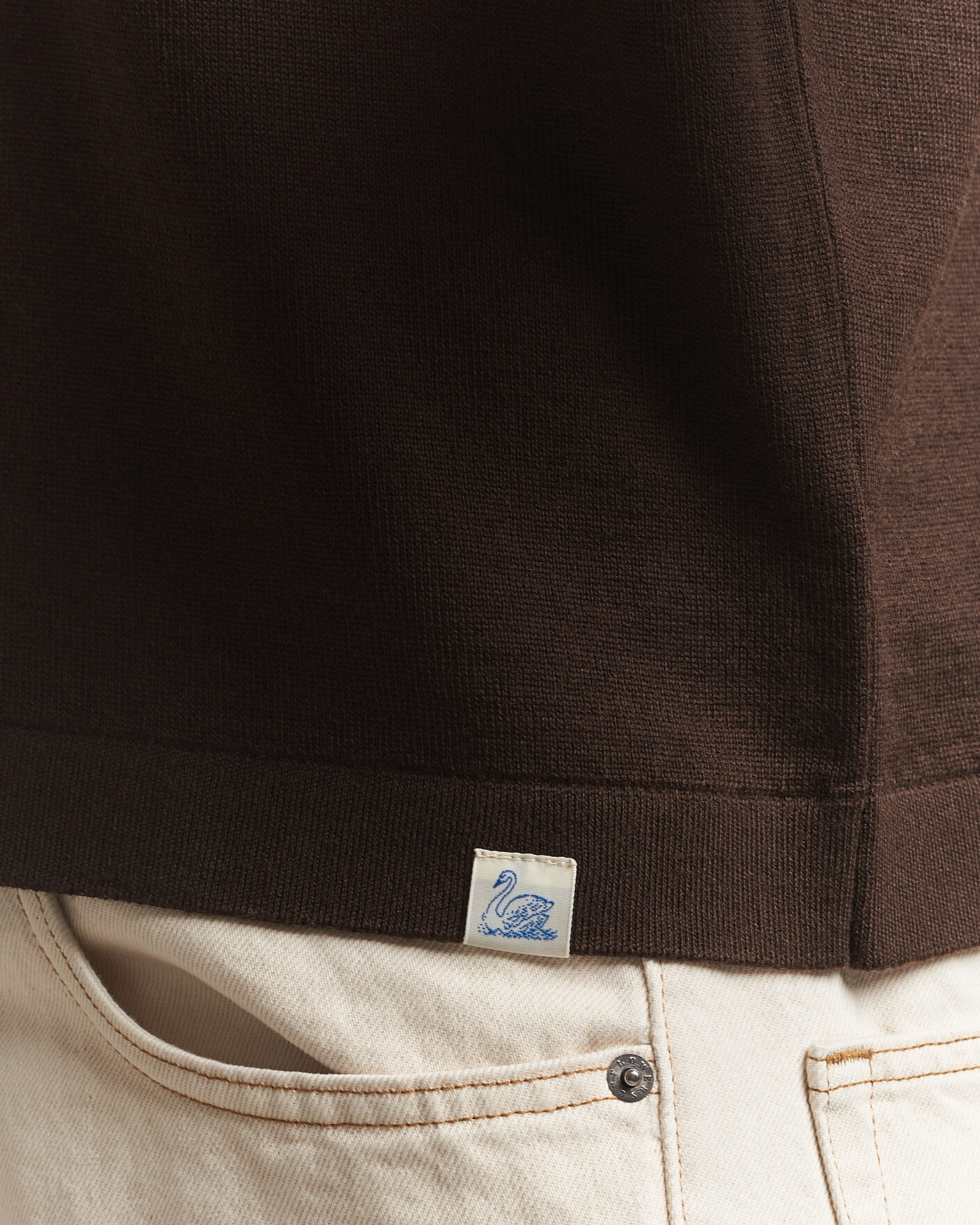 Homme | Polos | Merz b. Schwanen | Relaxed Fit Merino Knitted Polo Coffee