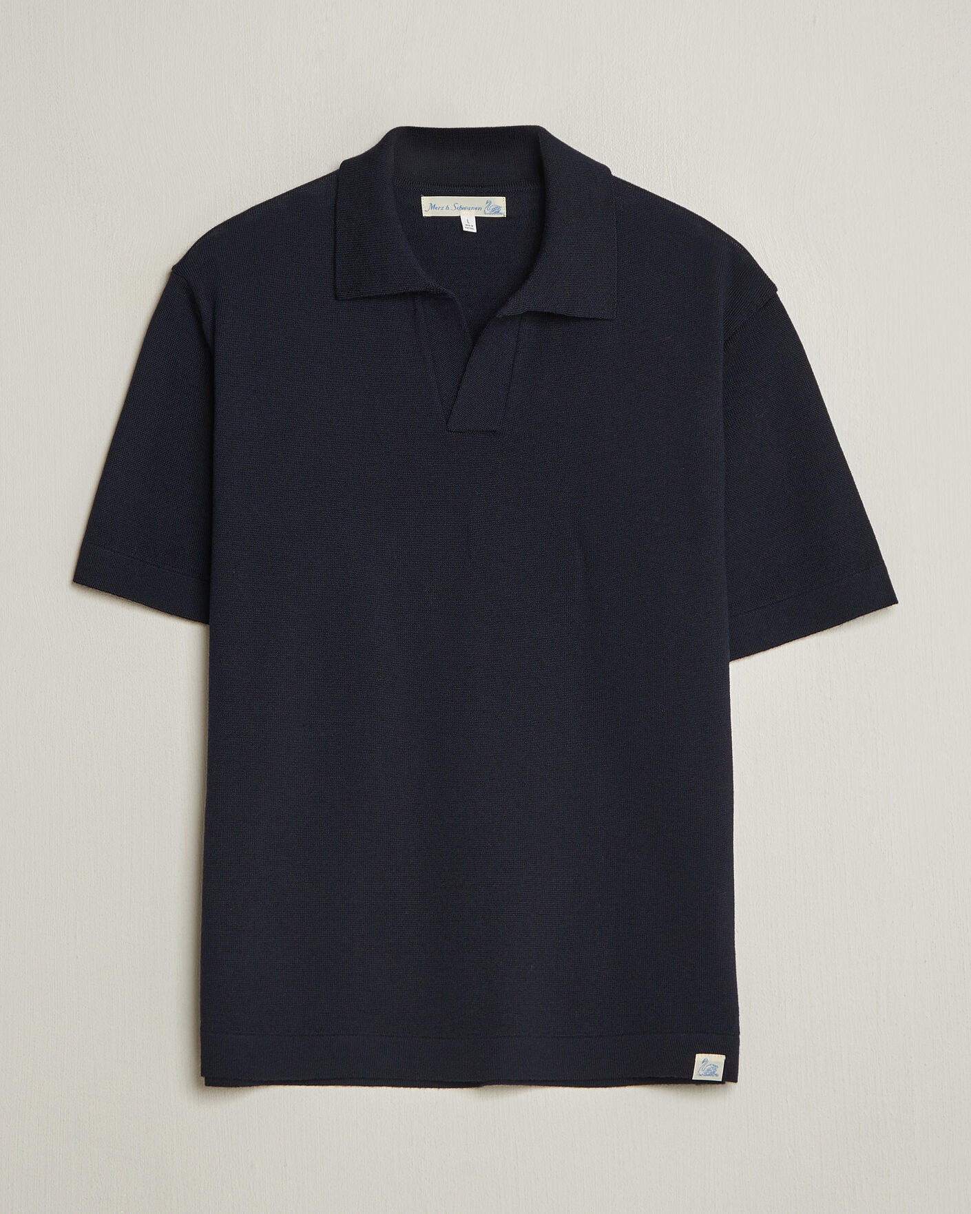 Homme | Polos | Merz b. Schwanen | Relaxed Fit Merino Knitted Polo Dark Navy
