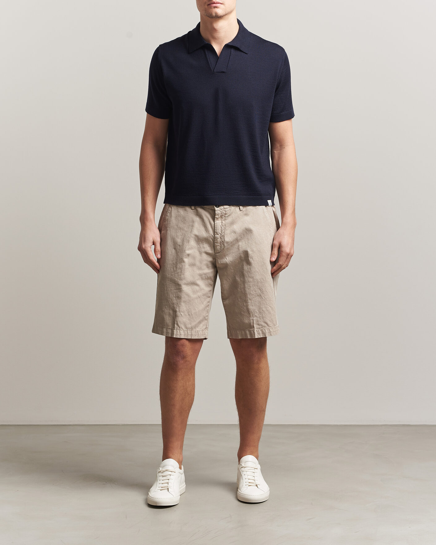 Homme | Polos | Merz b. Schwanen | Relaxed Fit Merino Knitted Polo Dark Navy