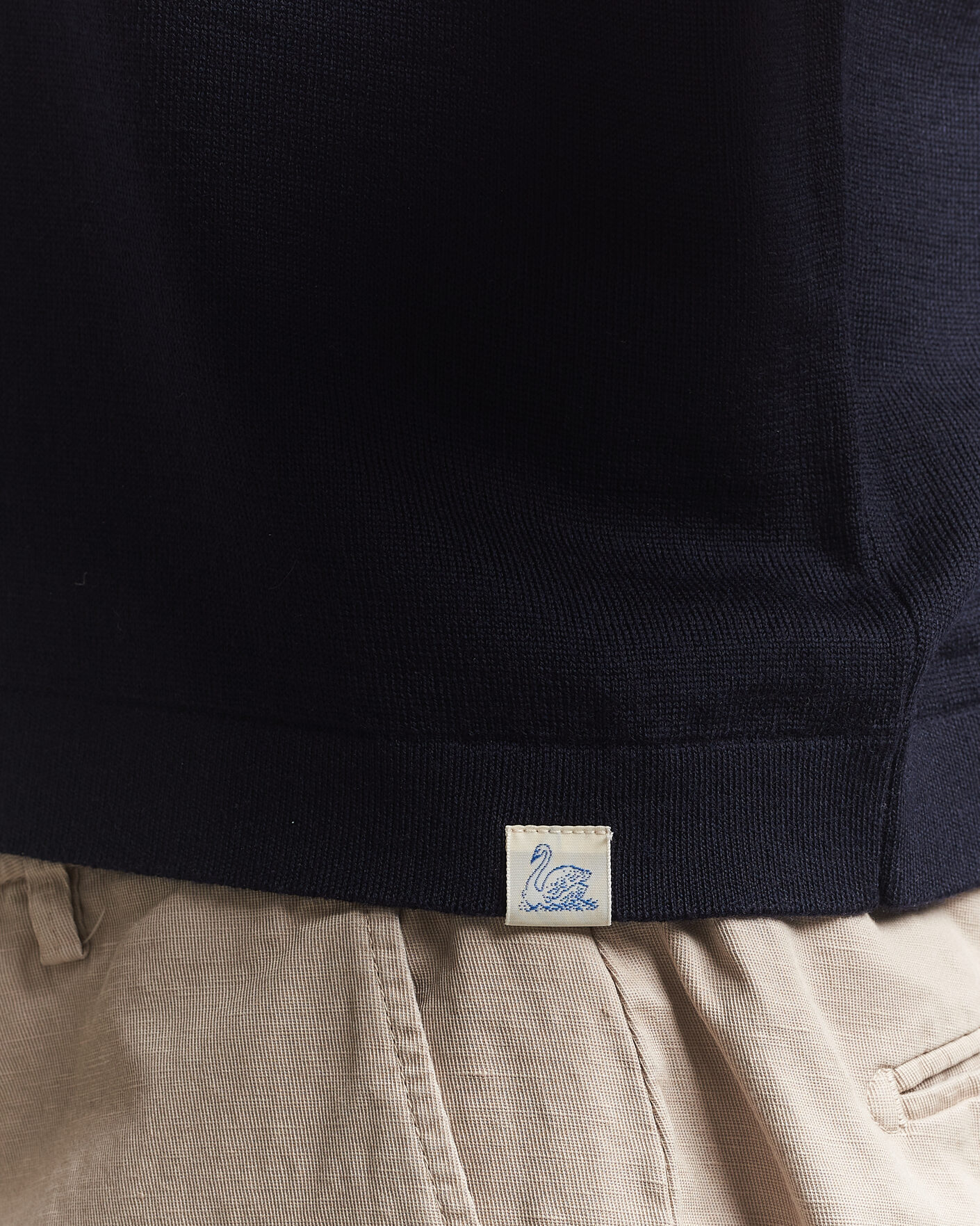 Homme | Polos | Merz b. Schwanen | Relaxed Fit Merino Knitted Polo Dark Navy