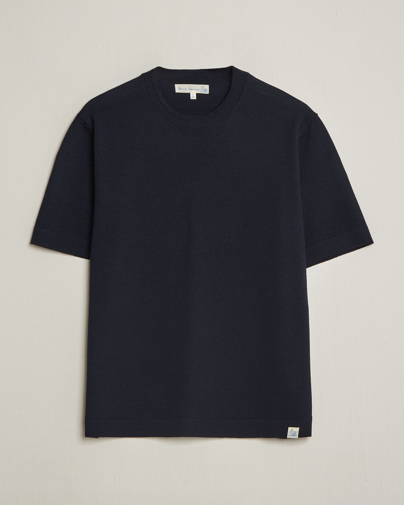 Homme | T-shirts | Merz b. Schwanen | Relaxed Fit Merino Knitted T-Shirt Dark Navy