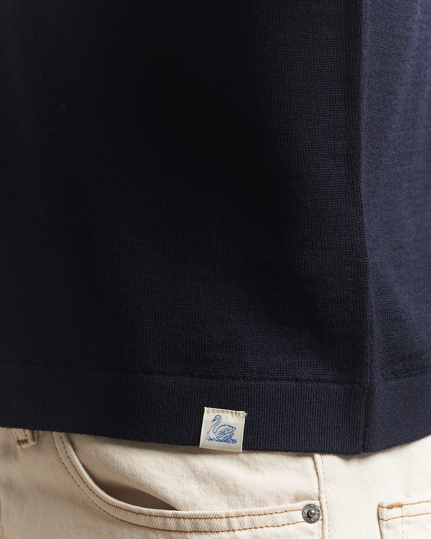 Homme | T-shirts | Merz b. Schwanen | Relaxed Fit Merino Knitted T-Shirt Dark Navy