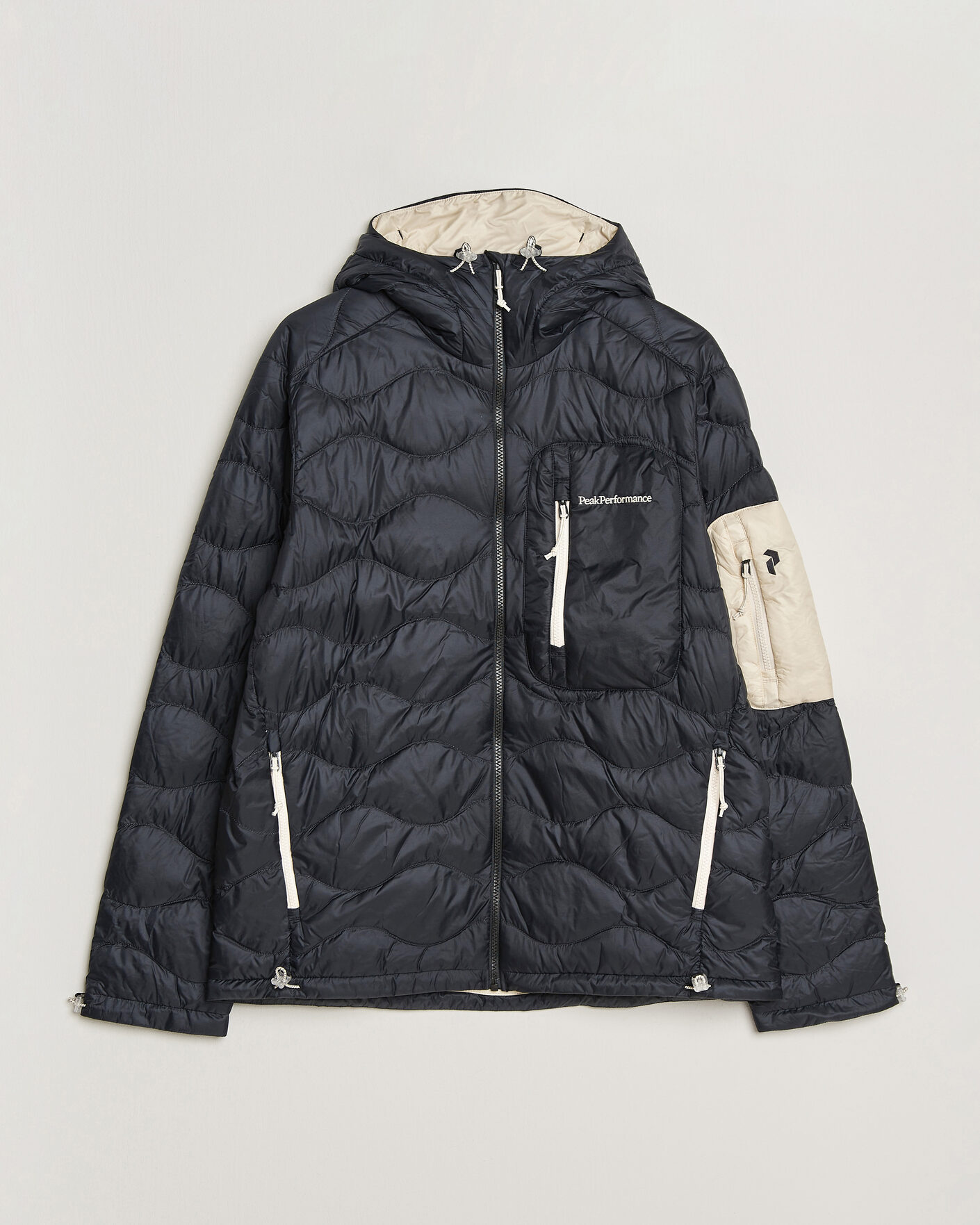 Homme | Manteaux Et Vestes | Peak Performance | Helium Utility Down Hooded Jacket Black/Sand Fog