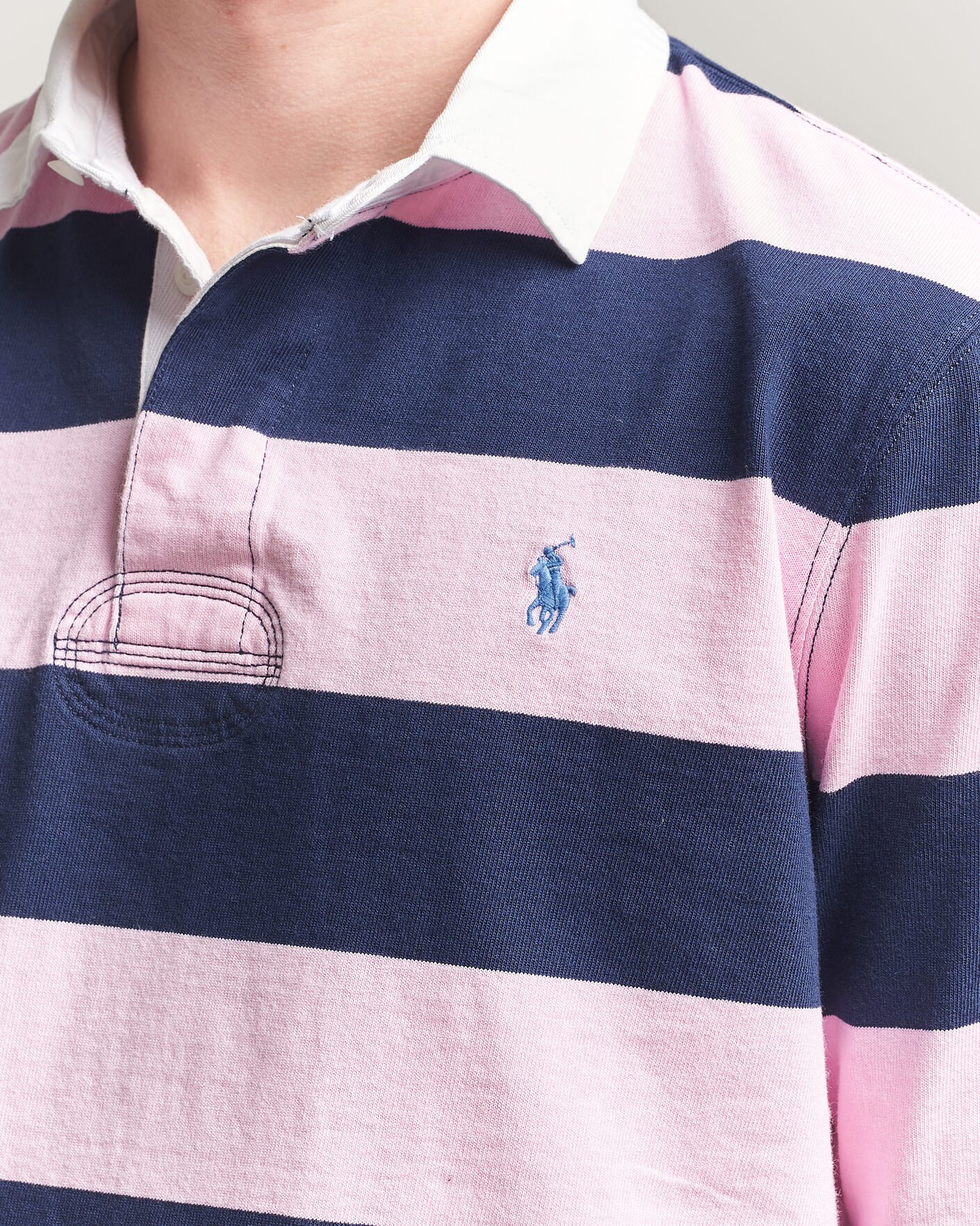 Homme | Pulls Et Tricots | Polo Ralph Lauren | Jersey Striped Rugger Carmel Pink/Newport Navy