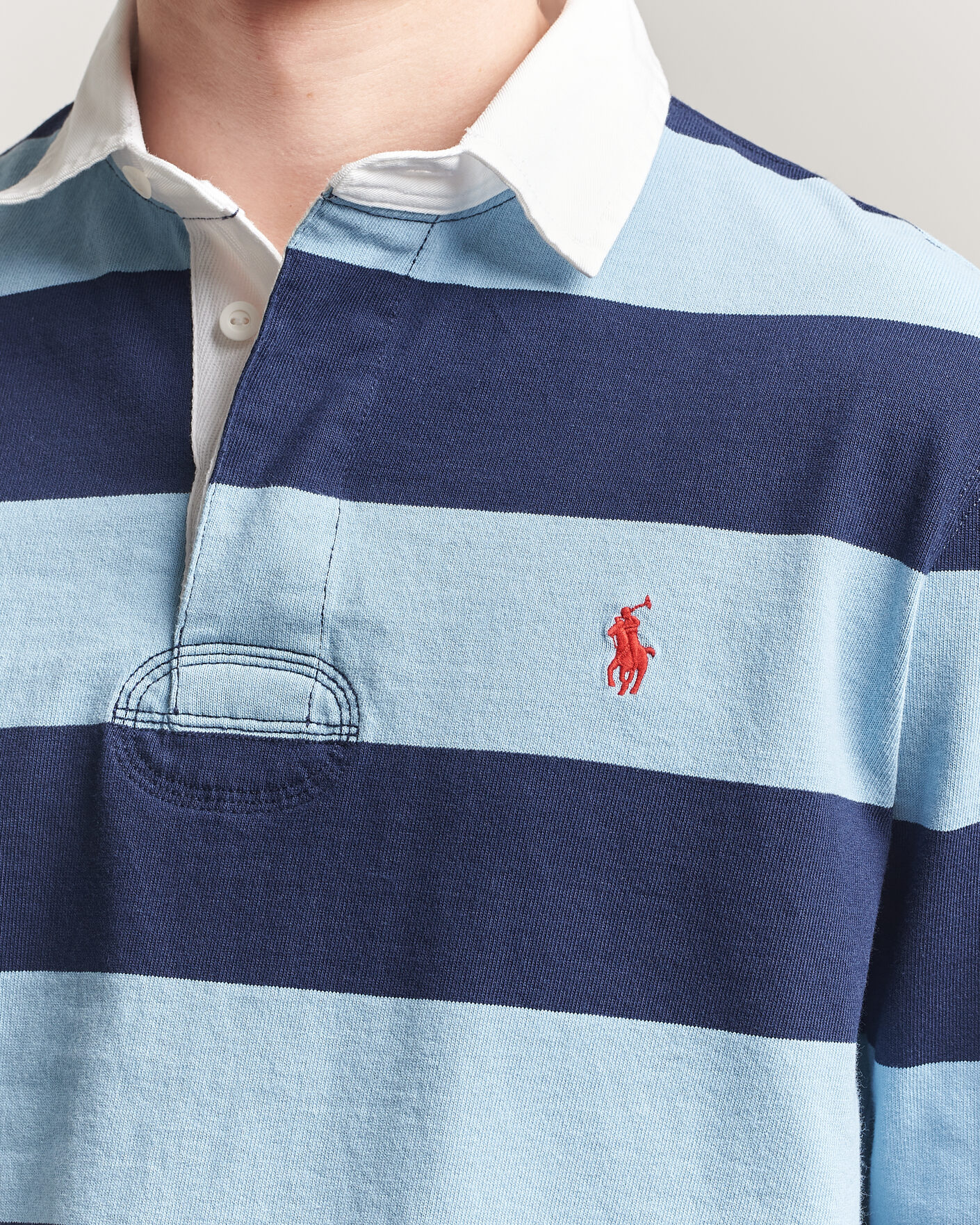 Homme | Pulls Et Tricots | Polo Ralph Lauren | Jersey Striped Rugger Powder Blue/Newport Navy