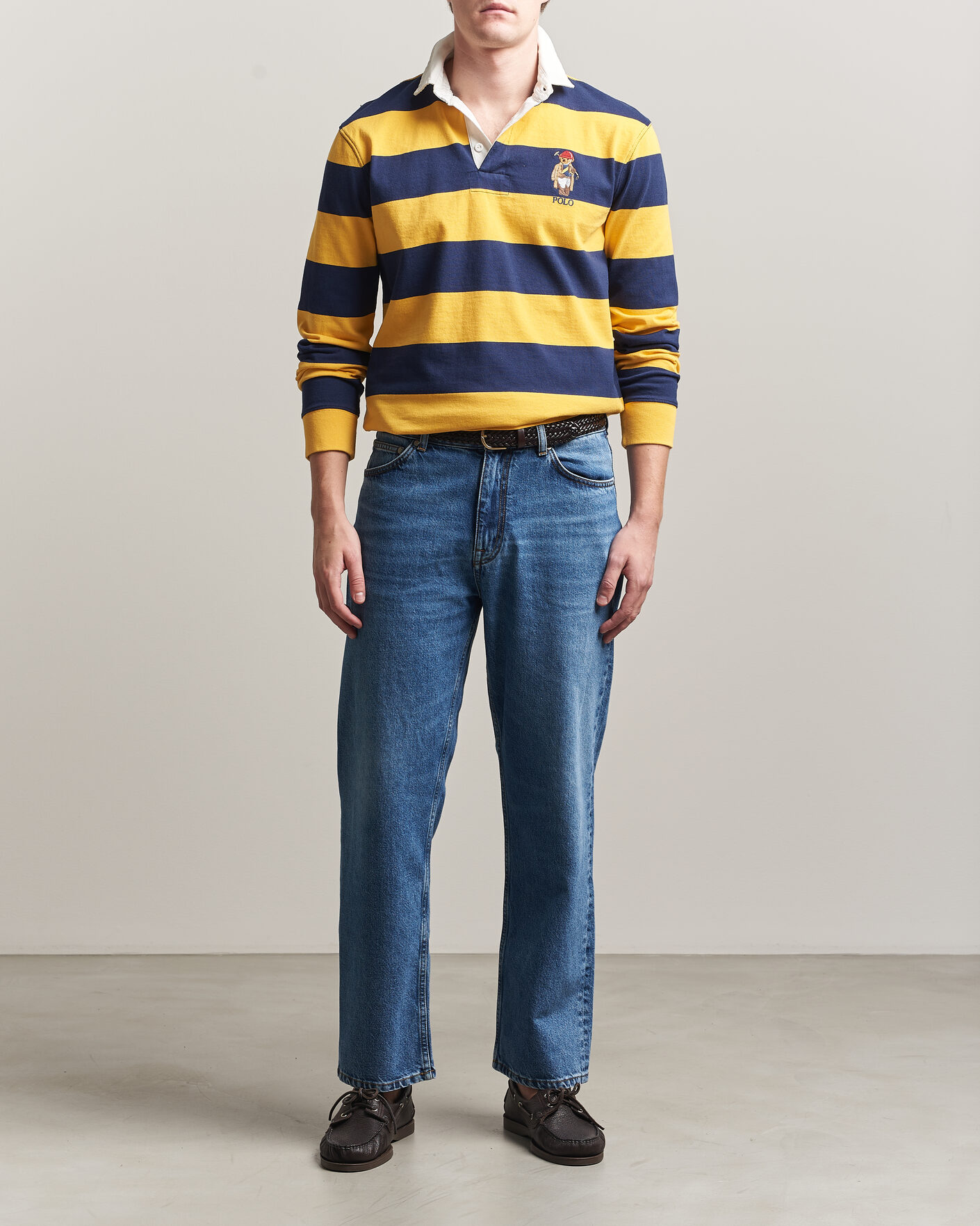 Homme | Pulls Et Tricots | Polo Ralph Lauren | Jersey Striped Rugger Newport Navy/Gold