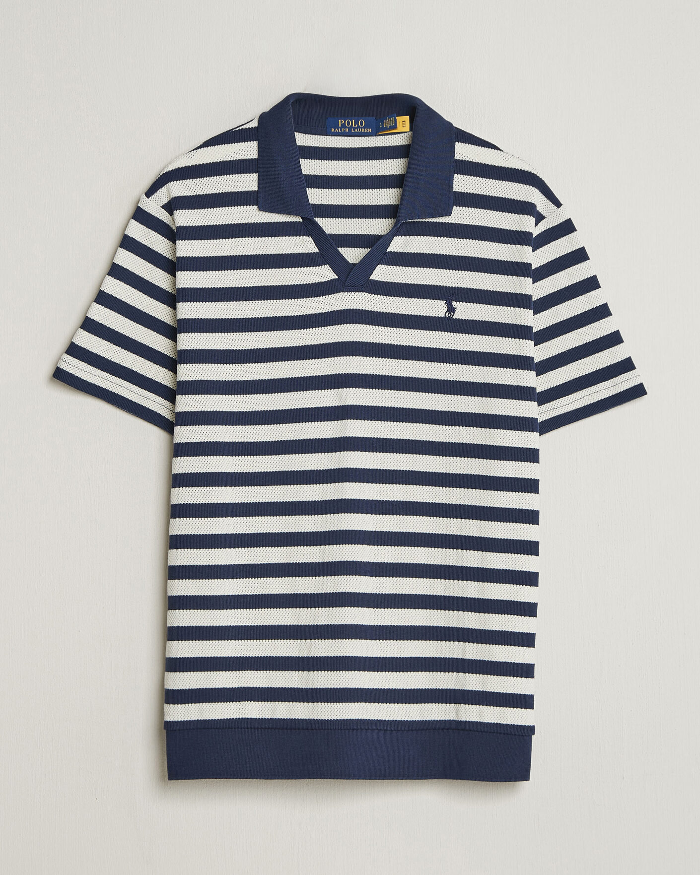 Homme | Polos | Polo Ralph Lauren | Cotton Texture Striped Polo Newport Navy/Cream