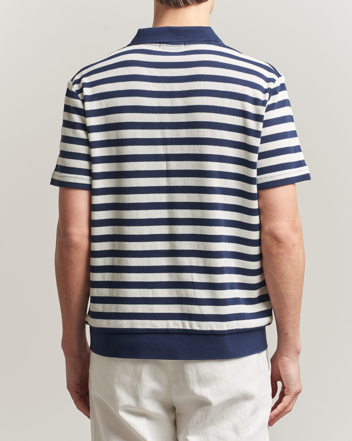 Homme | Polos | Polo Ralph Lauren | Cotton Texture Striped Polo Newport Navy/Cream
