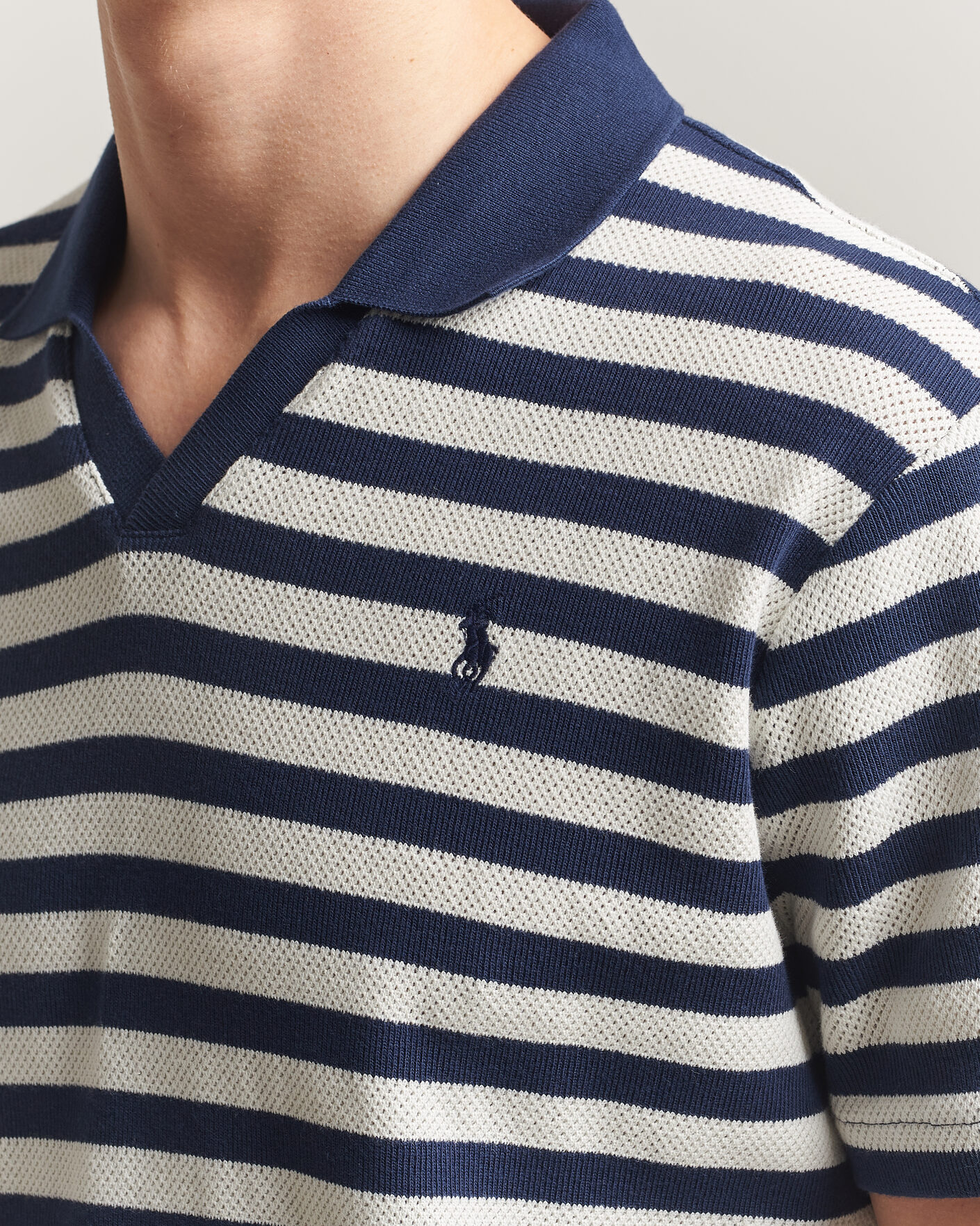 Homme | Polos | Polo Ralph Lauren | Cotton Texture Striped Polo Newport Navy/Cream