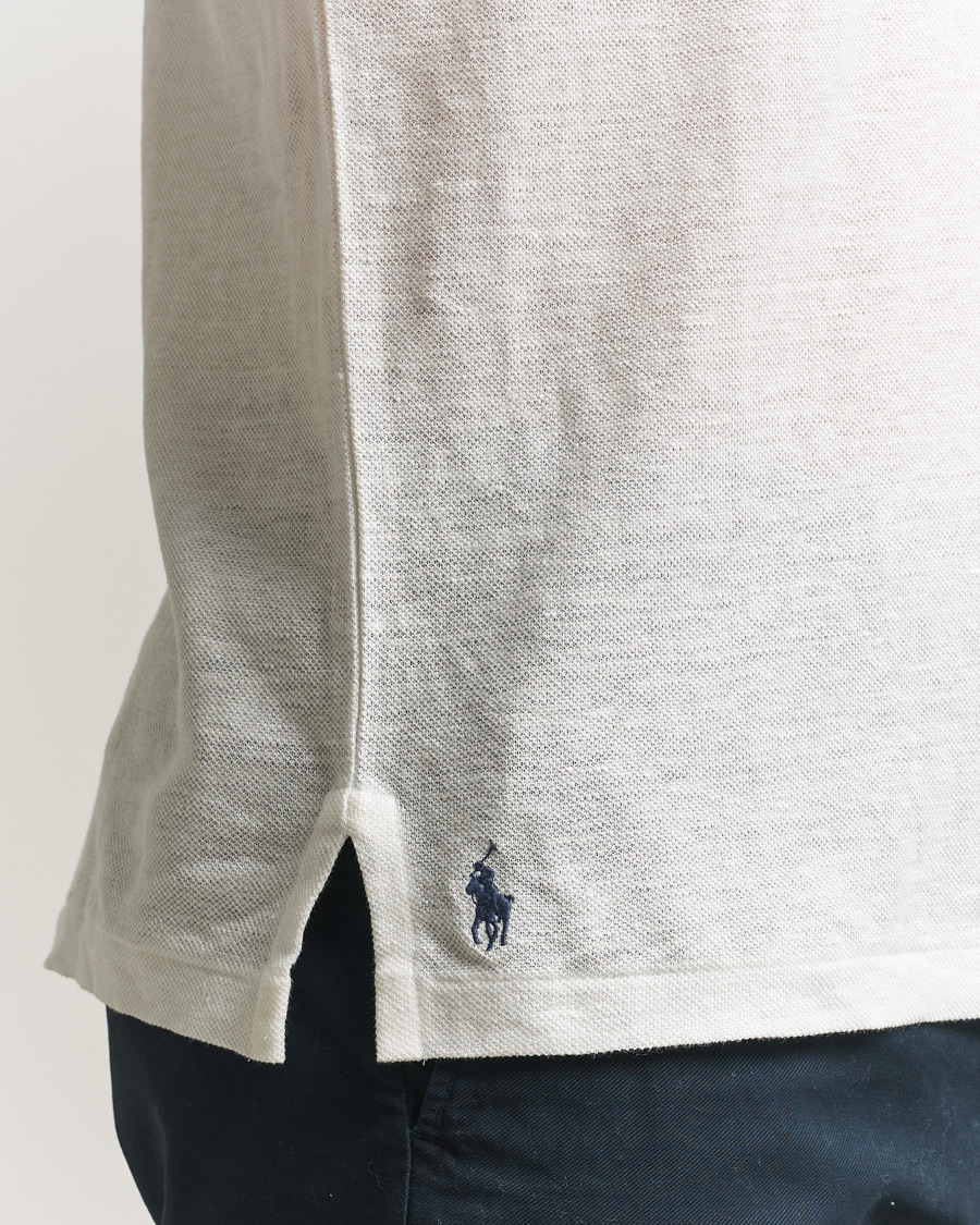 Homme | Polos | Polo Ralph Lauren | Long Sleeve Linen Polo Deckwash White