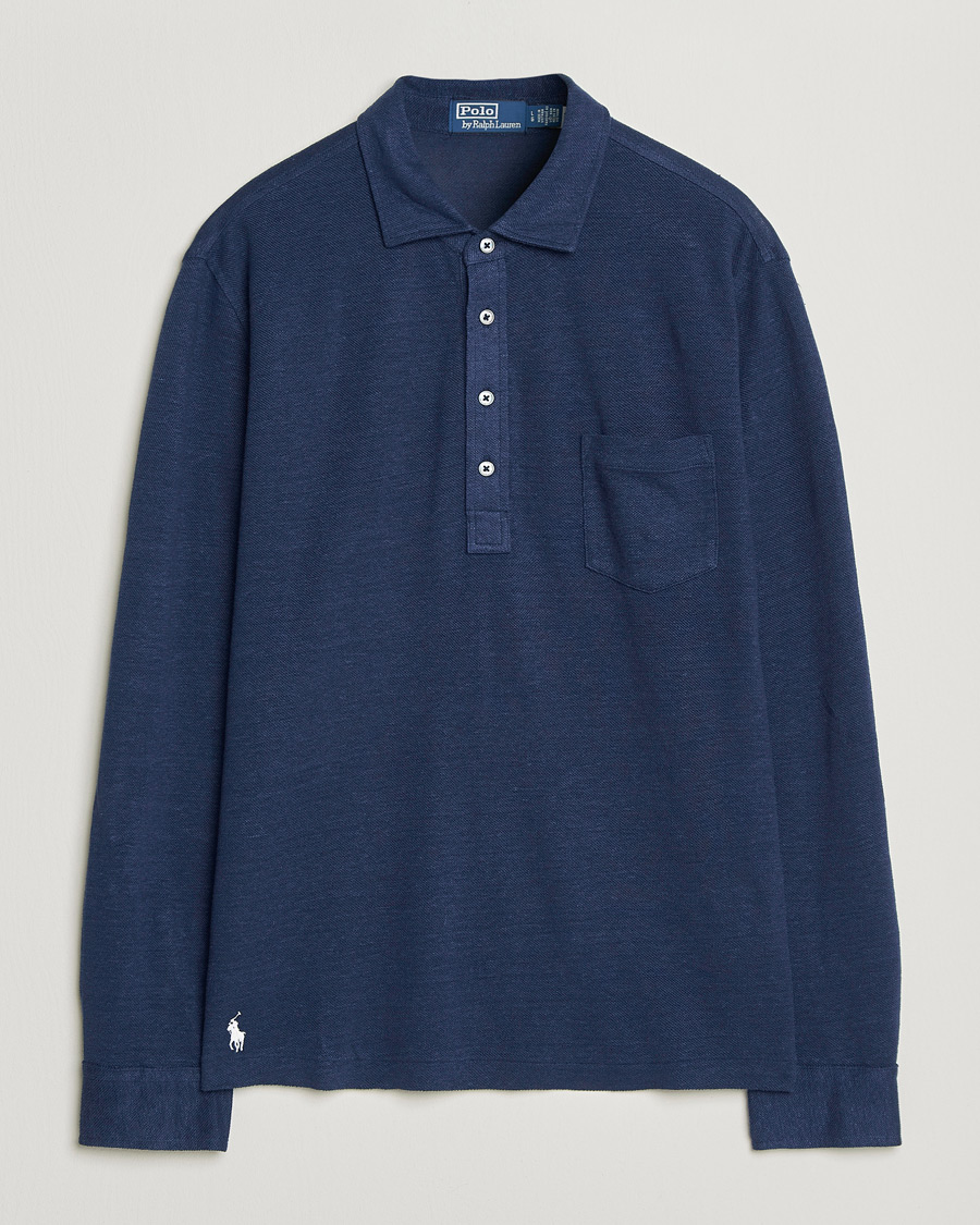 Homme | Polos | Polo Ralph Lauren | Long Sleeve Linen Polo Newport Navy