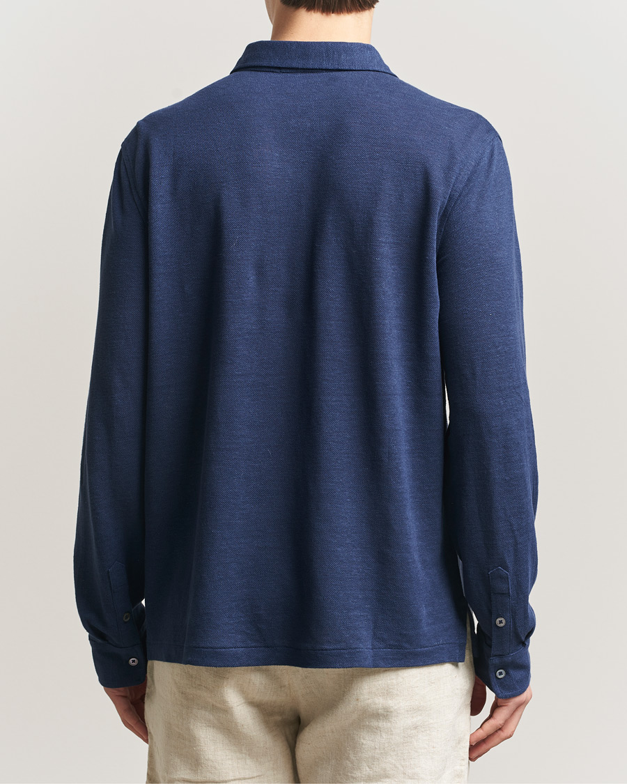 Homme | Polos | Polo Ralph Lauren | Long Sleeve Linen Polo Newport Navy