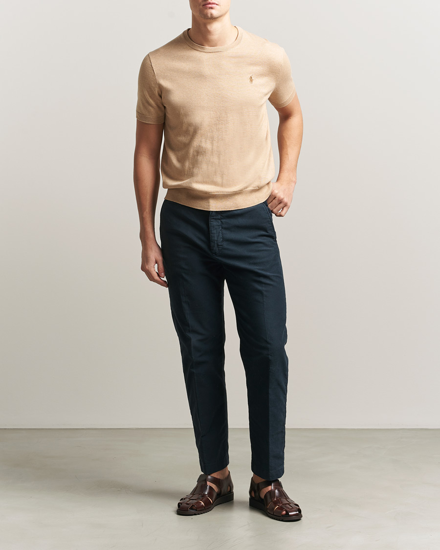 Homme | T-shirts | Polo Ralph Lauren | Knitted Short Sleeve T-Shirt Camel Melange