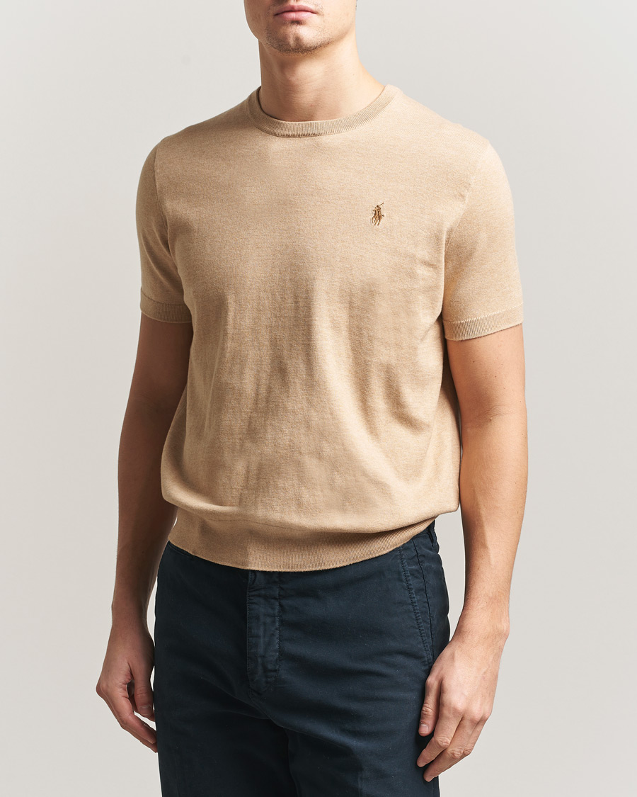 Homme | T-shirts | Polo Ralph Lauren | Knitted Short Sleeve T-Shirt Camel Melange