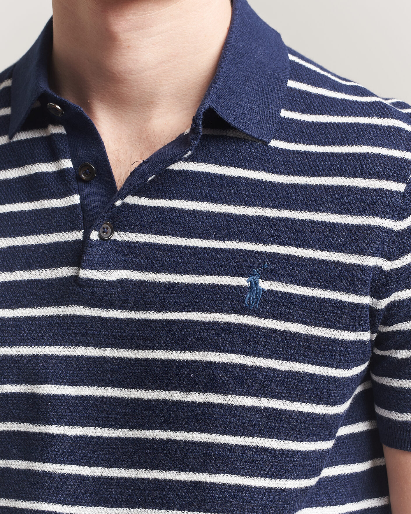 Homme | Polos | Polo Ralph Lauren | Cotton Blend Striped Polo Bright Navy Combo
