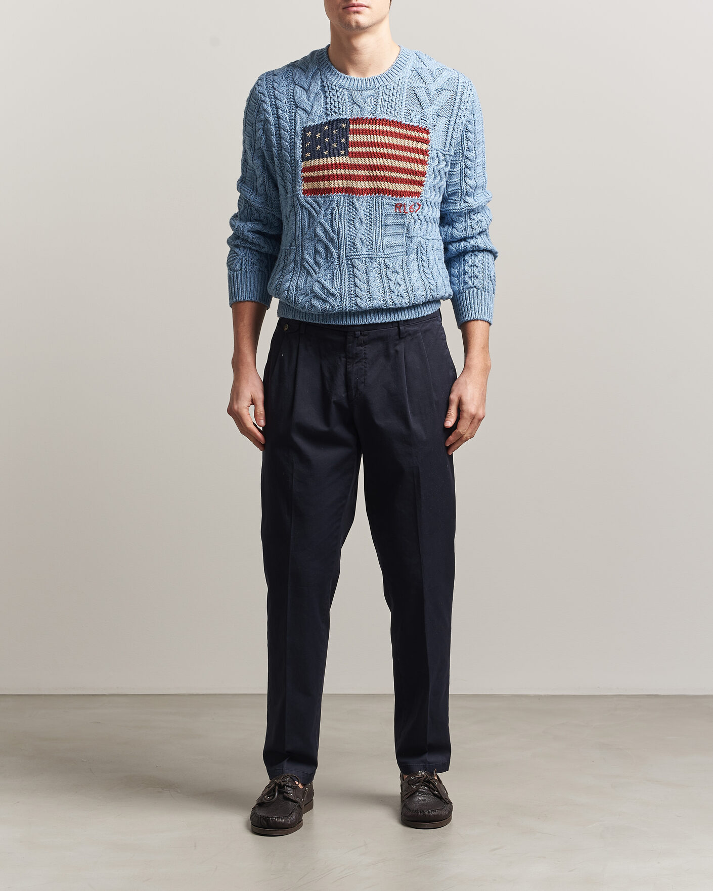 Homme | Pulls Et Tricots | Polo Ralph Lauren | Cotton Flag Sweater Light Blue Combo