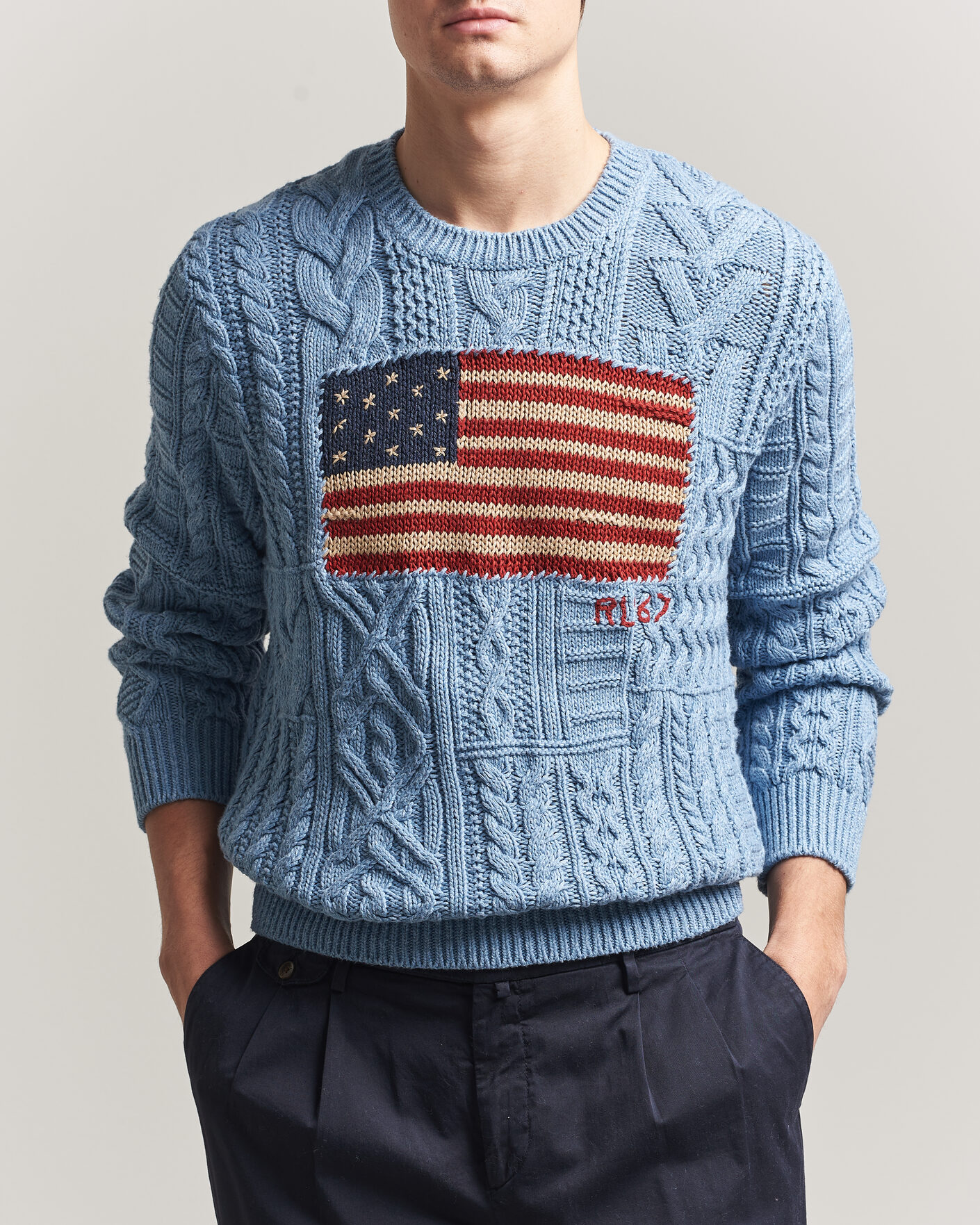 Homme | Pulls Et Tricots | Polo Ralph Lauren | Cotton Flag Sweater Light Blue Combo