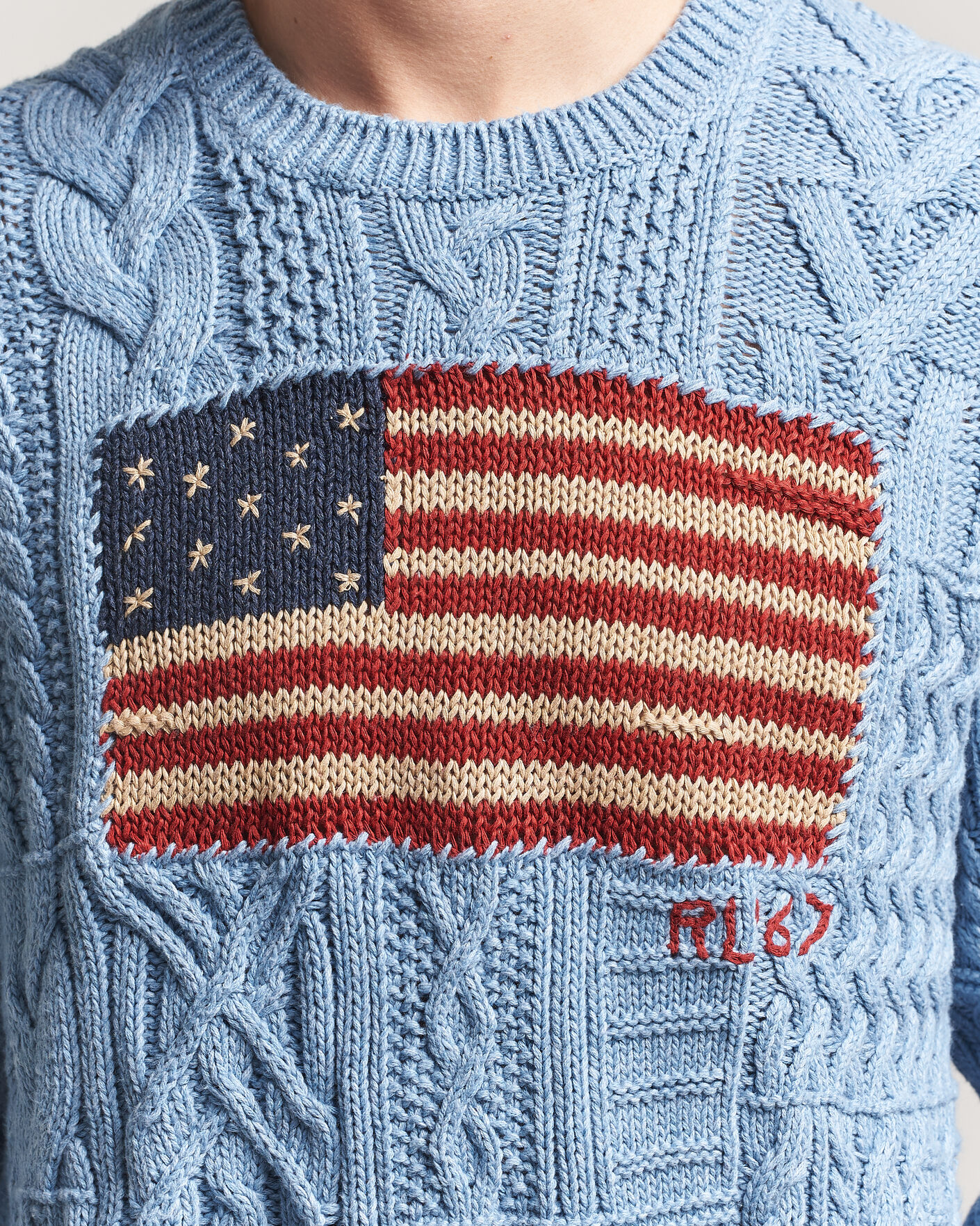 Homme | Pulls Et Tricots | Polo Ralph Lauren | Cotton Flag Sweater Light Blue Combo