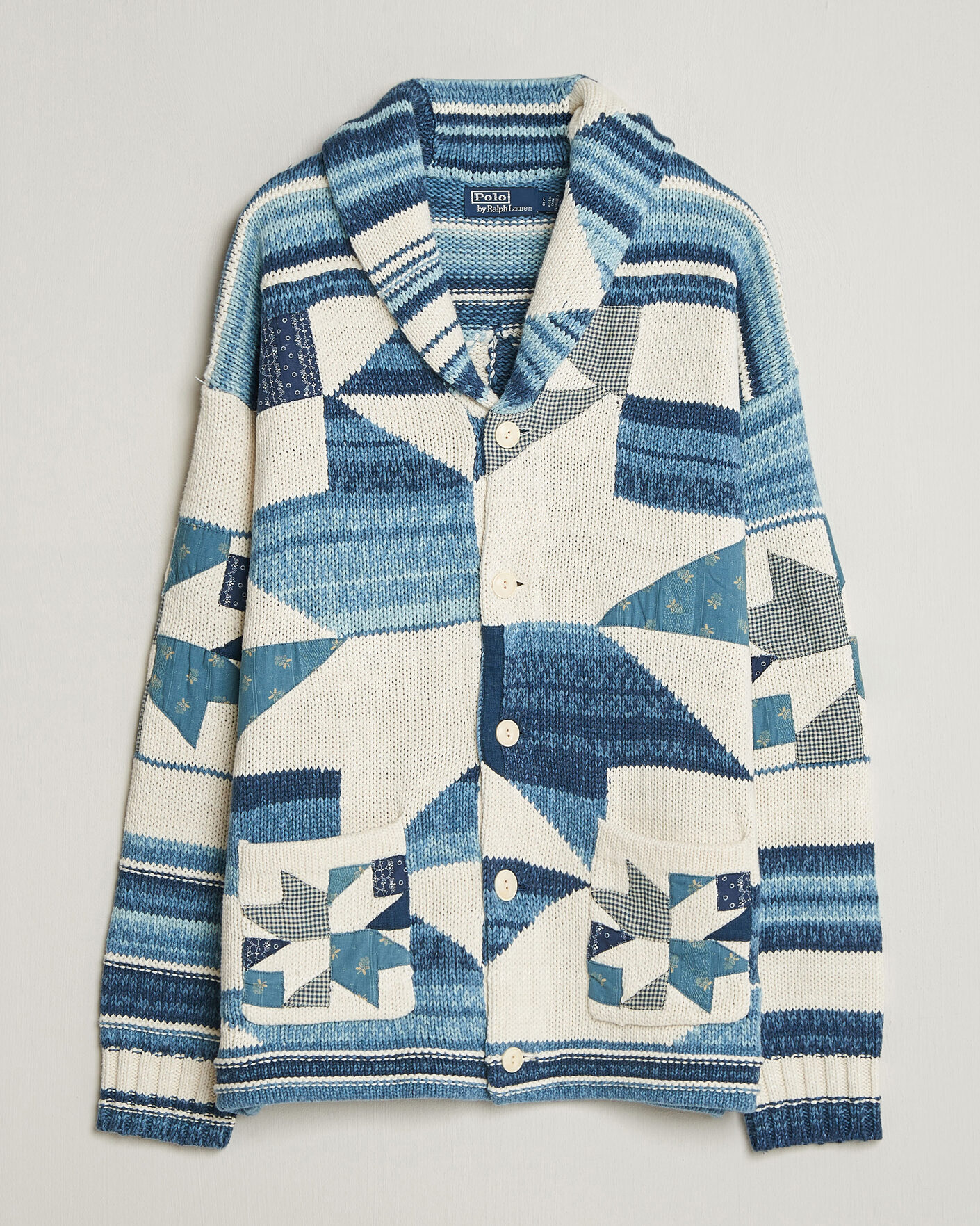 Homme | Pulls Et Tricots | Polo Ralph Lauren | Cotton Linen Cardigan Cream Blue Combo