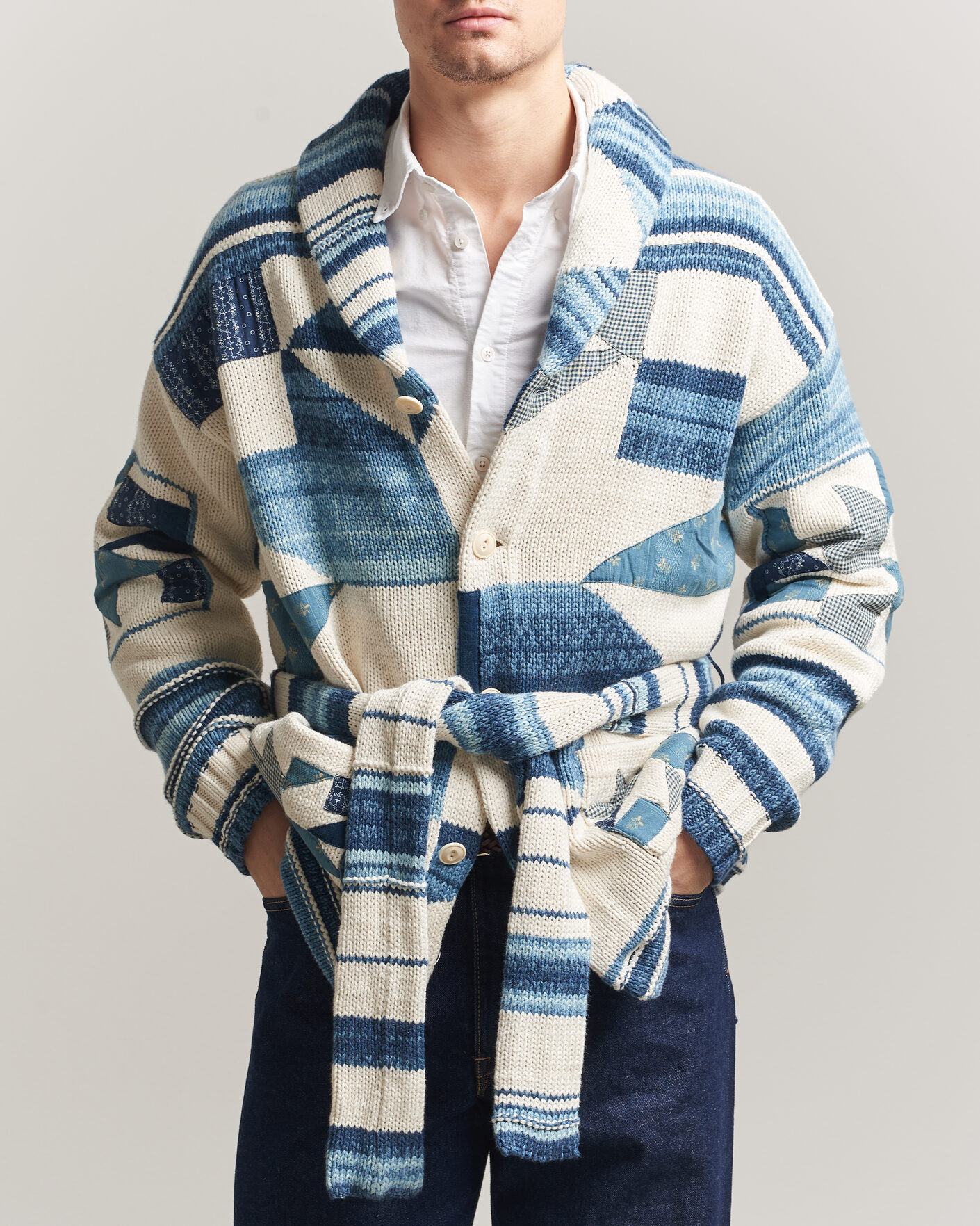 Homme | Pulls Et Tricots | Polo Ralph Lauren | Cotton Linen Cardigan Cream Blue Combo
