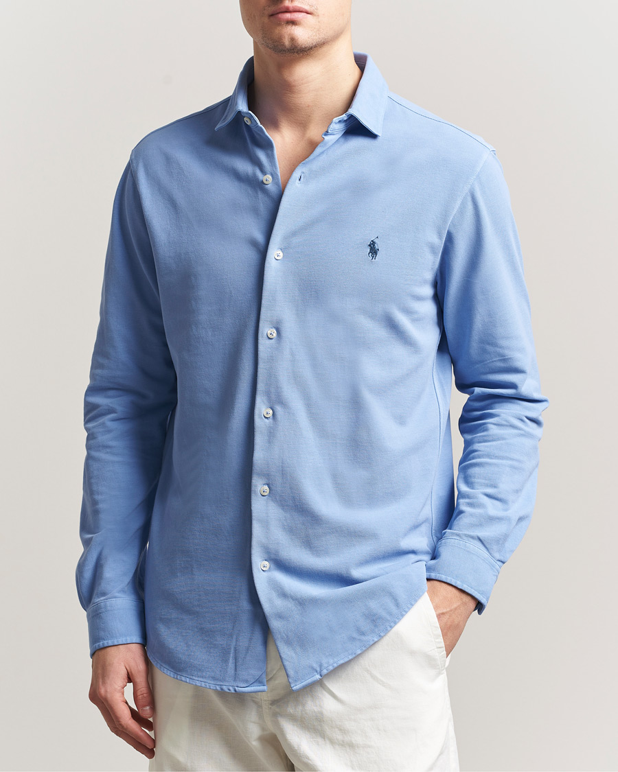 Homme | Chemises | Polo Ralph Lauren | Featherweight Knitted Shirt Canvas Blue