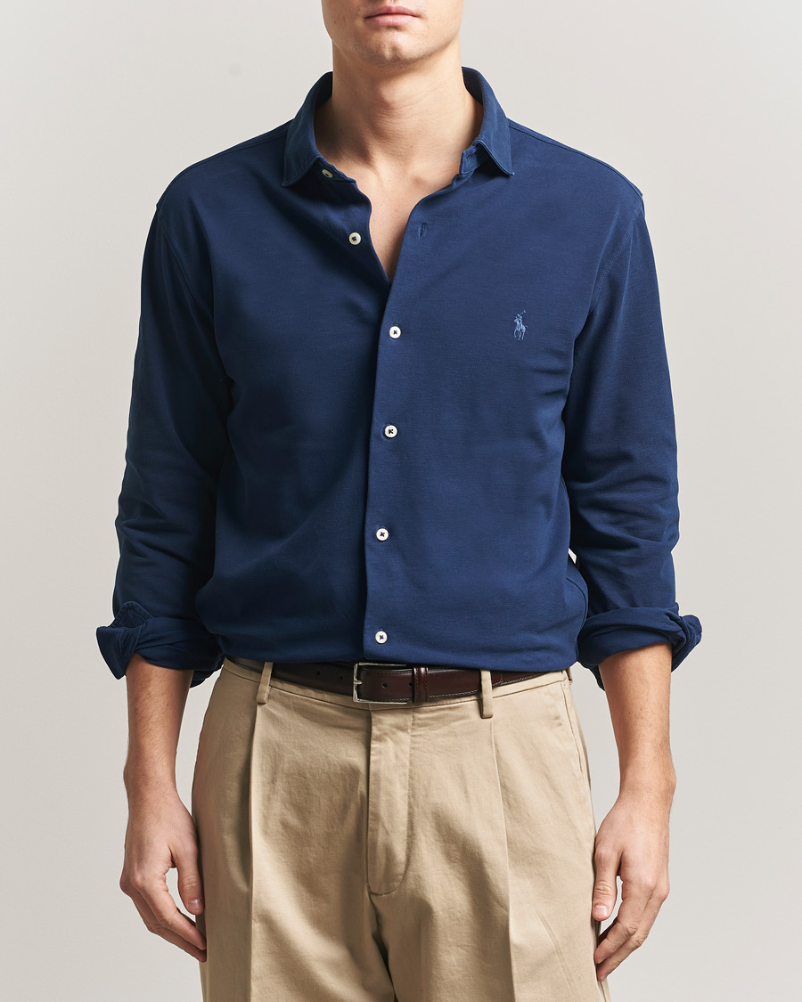 Homme | Chemises | Polo Ralph Lauren | Featherweight Knitted Shirt Dark Cobalt