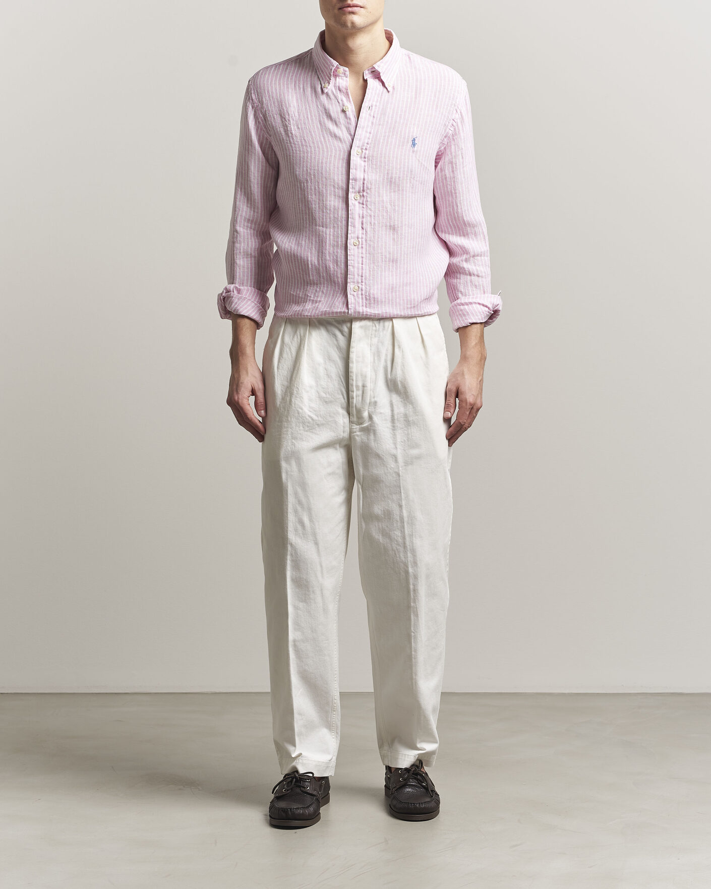 Homme | Chemises | Polo Ralph Lauren | Custom Fit Linen Shirt Pink/White