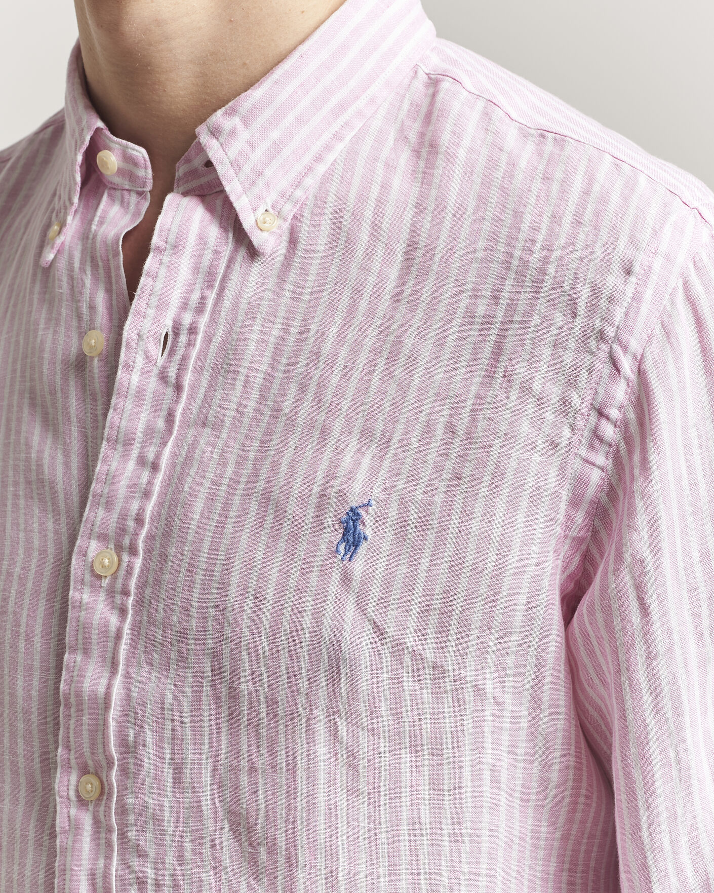 Homme | Chemises | Polo Ralph Lauren | Custom Fit Linen Shirt Pink/White