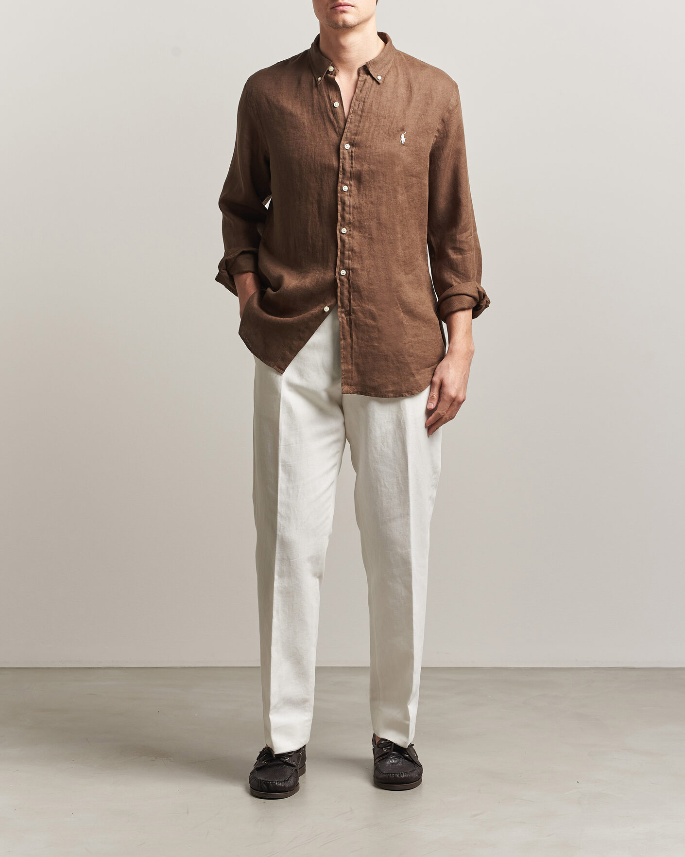 Homme | Chemises | Polo Ralph Lauren | Slim Fit Linen Shirt Chestnut