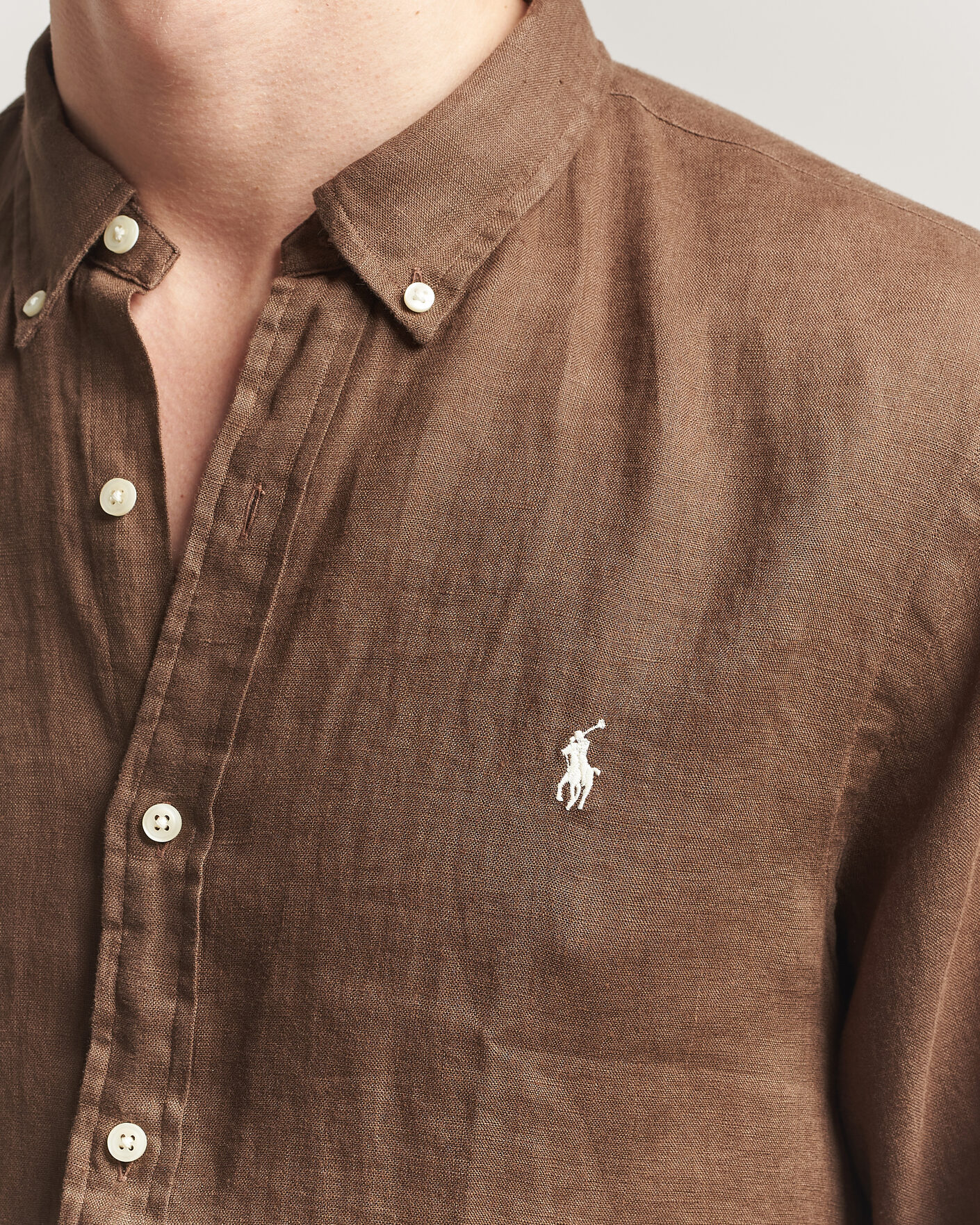 Homme | Chemises | Polo Ralph Lauren | Slim Fit Linen Shirt Chestnut