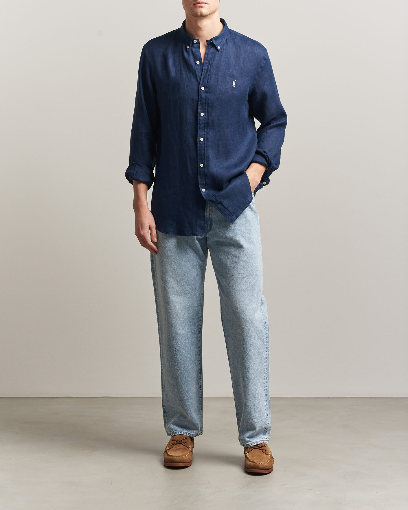 Homme | Chemises | Polo Ralph Lauren | Slim Fit Linen Shirt Newport Navy