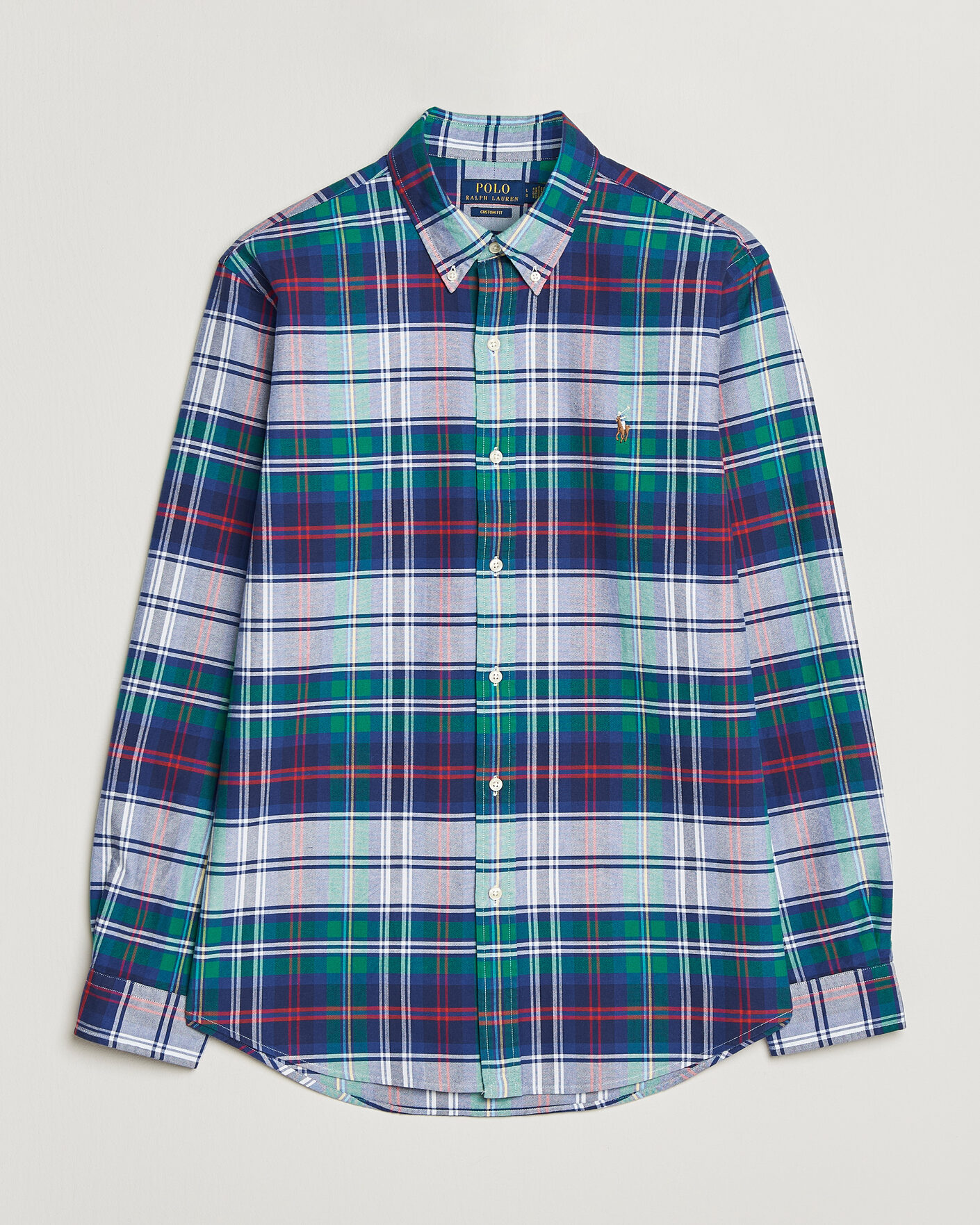 Homme | Chemises | Polo Ralph Lauren | Custom Fit Checked Oxford Shirt Green/Blue Multi