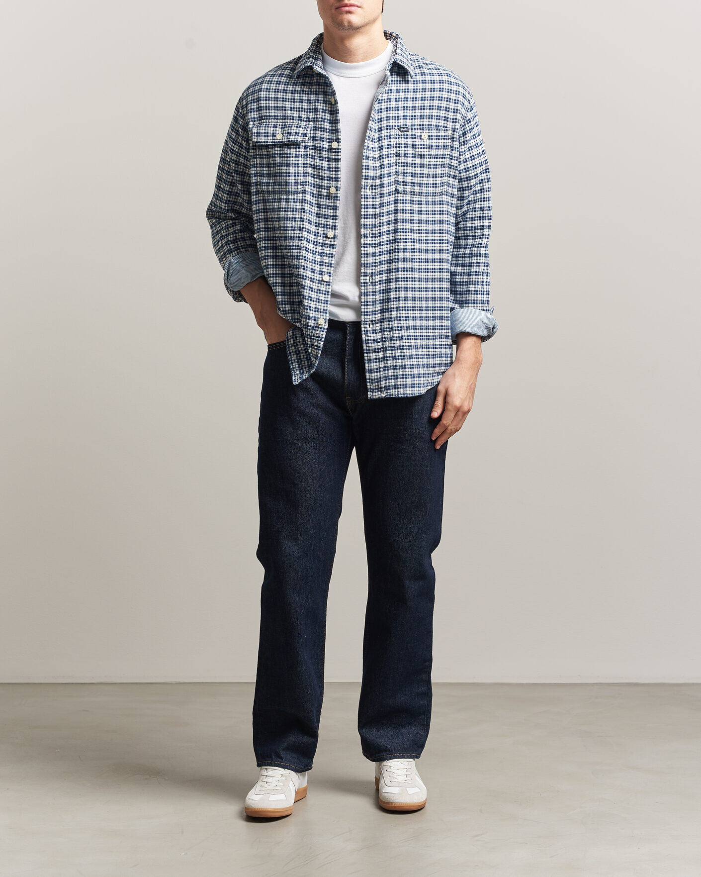 Homme | Chemises | Polo Ralph Lauren | Double Faced Oxford Shirt Dark Indigo Cream