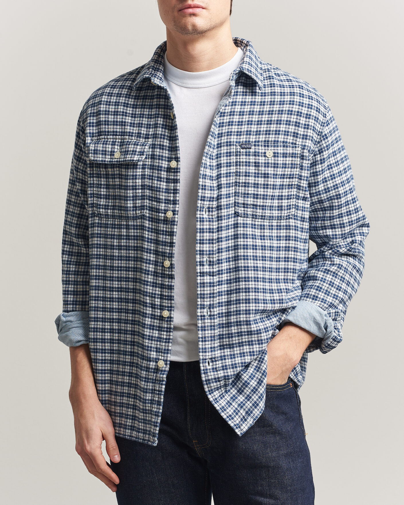 Homme | Chemises | Polo Ralph Lauren | Double Faced Oxford Shirt Dark Indigo Cream