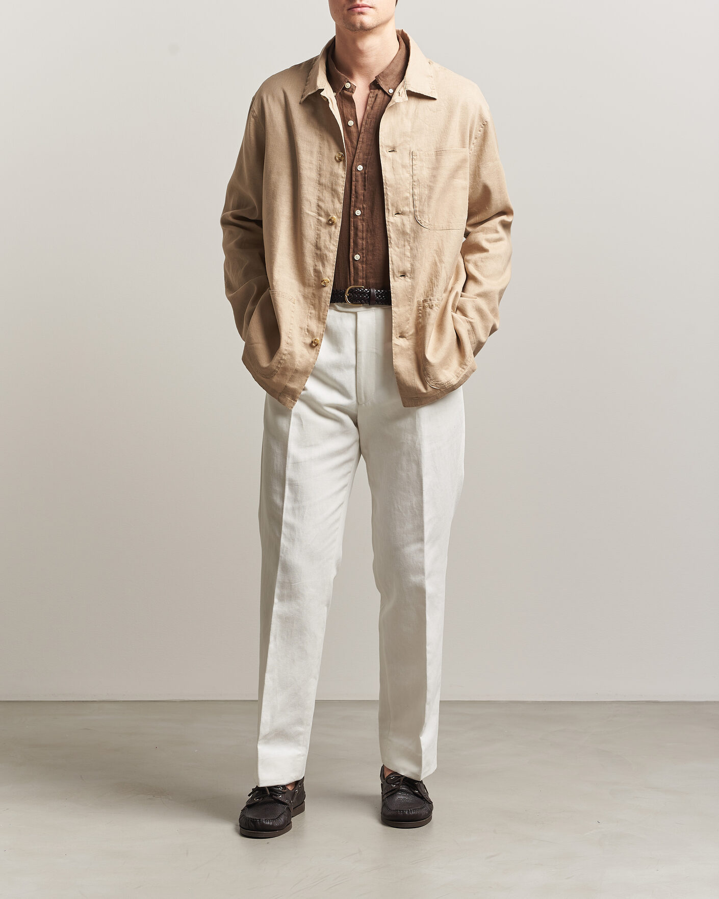 Homme | Chemises | Polo Ralph Lauren | Stretch Linen Overshirt Coastal Beige