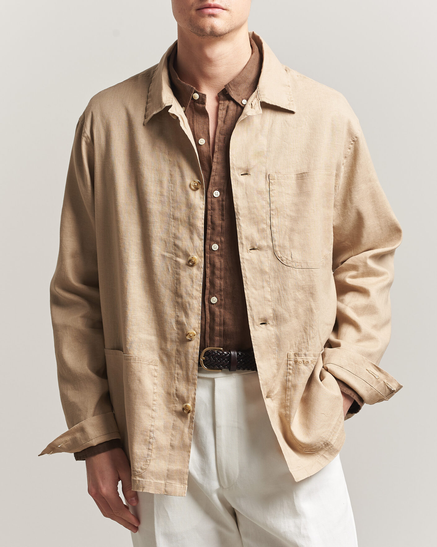 Homme | Chemises | Polo Ralph Lauren | Stretch Linen Overshirt Coastal Beige
