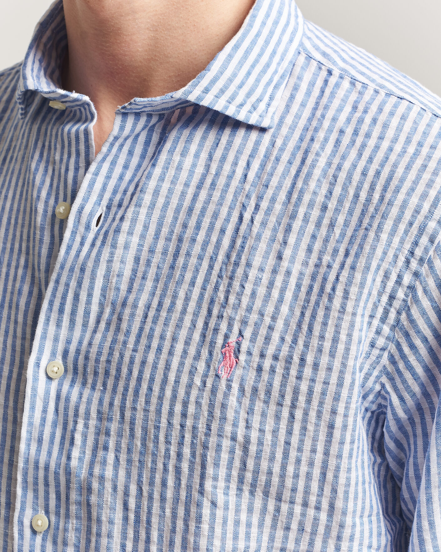 Homme | Chemises | Polo Ralph Lauren | Cotton/Linen Seersucker Shirt Blue/White