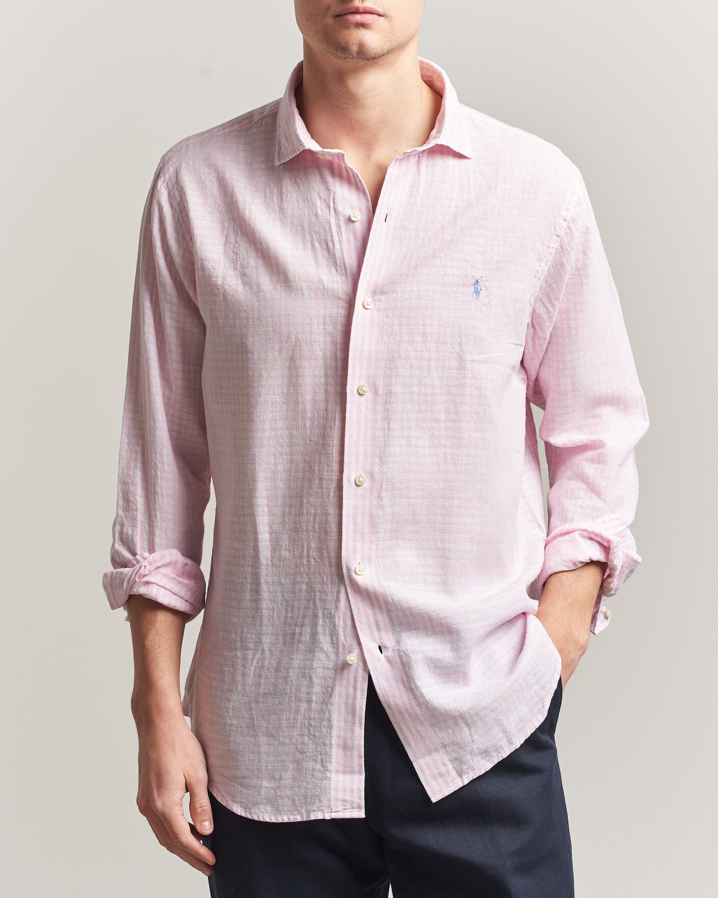 Homme | Chemises | Polo Ralph Lauren | Cotton/Linen Seersucker Shirt Pink/White