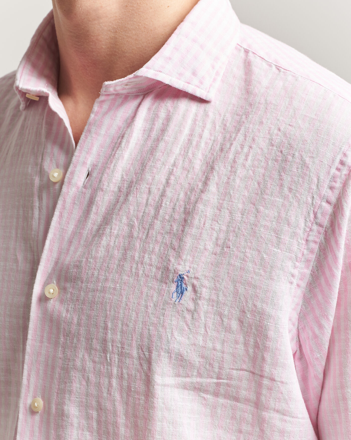 Homme | Chemises | Polo Ralph Lauren | Cotton/Linen Seersucker Shirt Pink/White