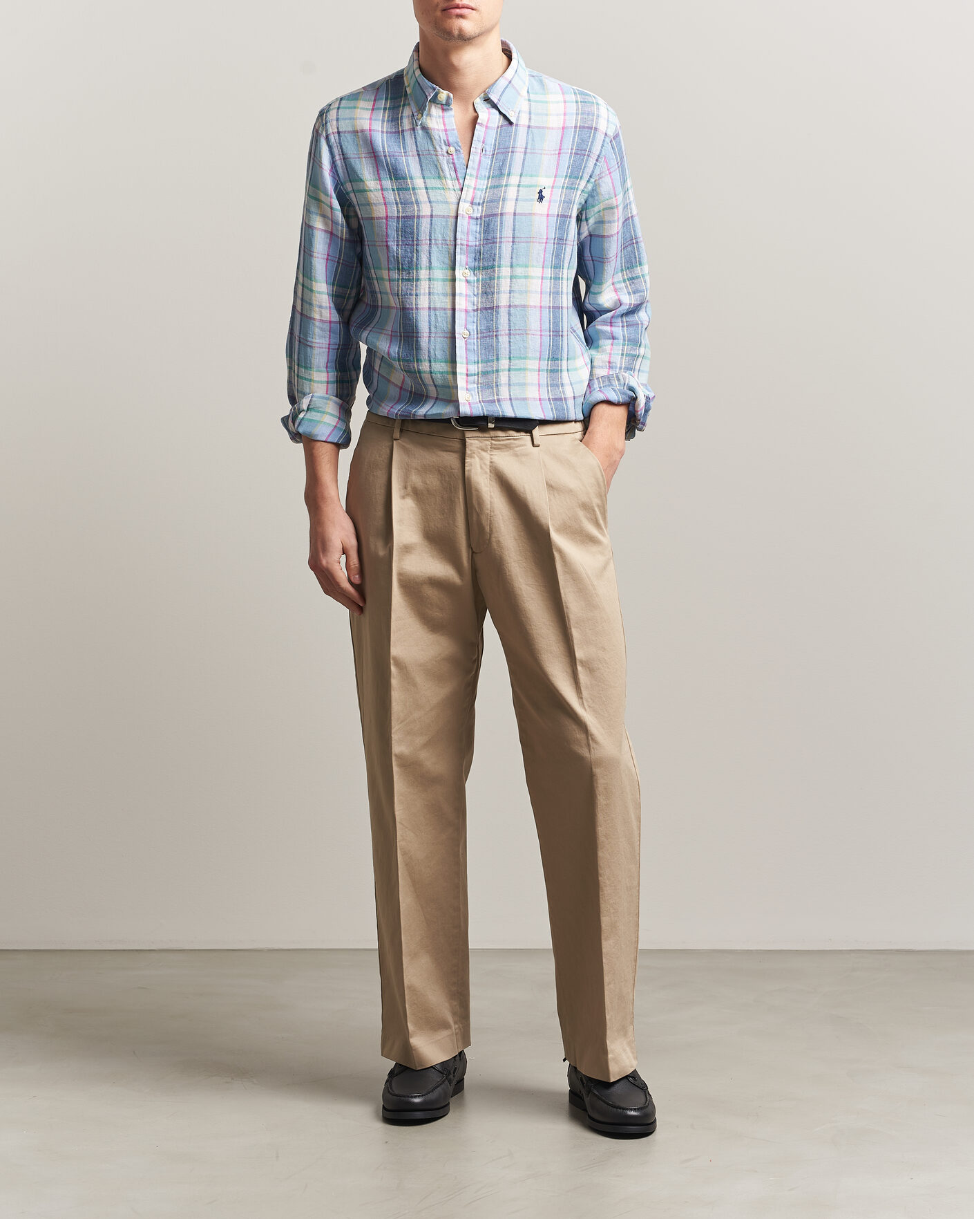 Homme | Chemises | Polo Ralph Lauren | Custom Fit Check Linen Shirt Blue/White