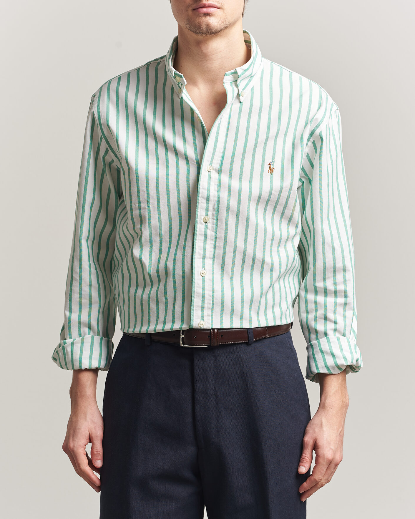 Homme | Chemises | Polo Ralph Lauren | Custom Fit Striped Oxford Shirt Green