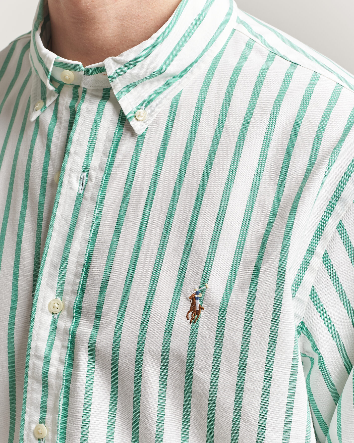 Homme | Chemises | Polo Ralph Lauren | Custom Fit Striped Oxford Shirt Green
