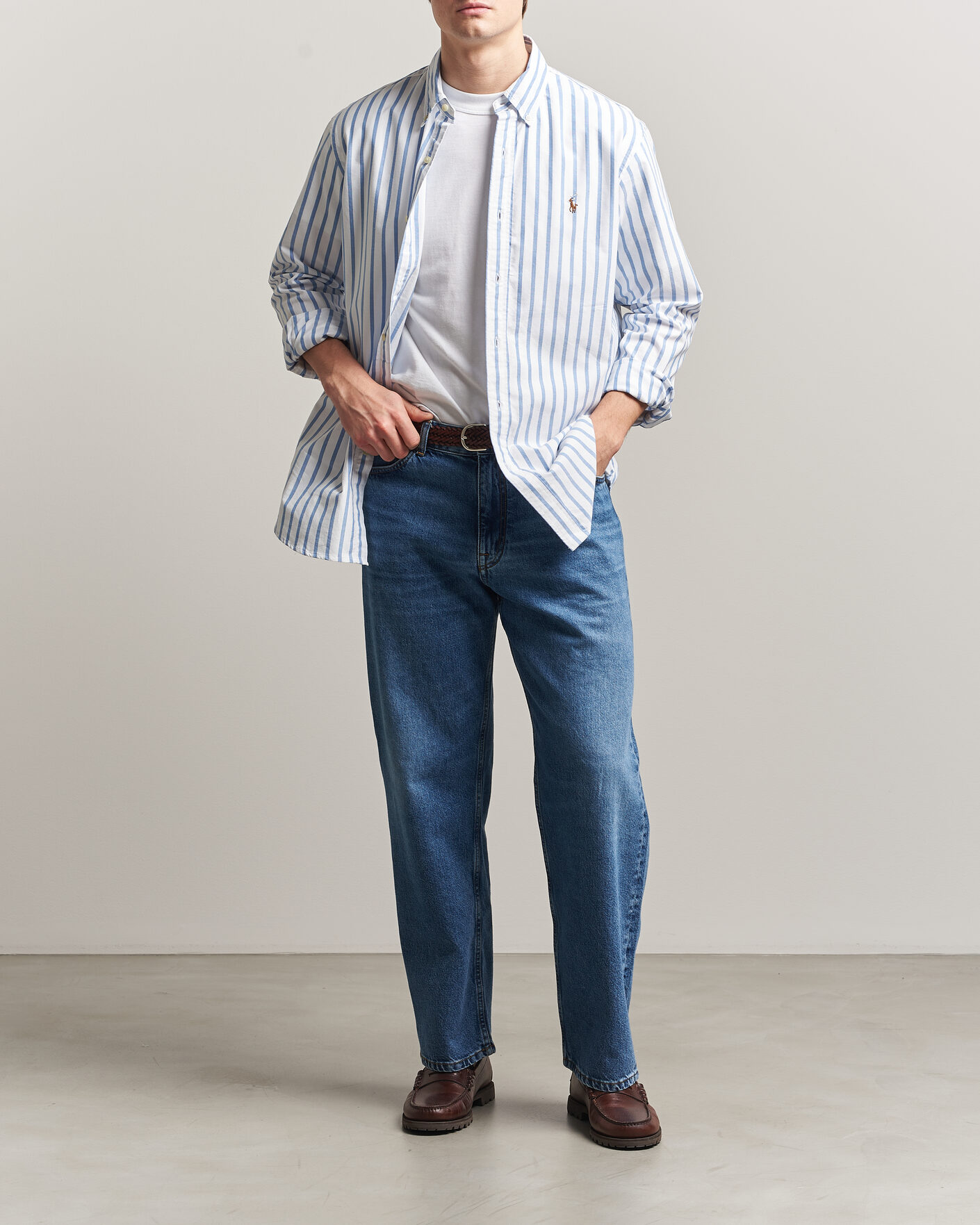 Homme | Chemises | Polo Ralph Lauren | Custom Fit Striped Oxford Shirt Blue