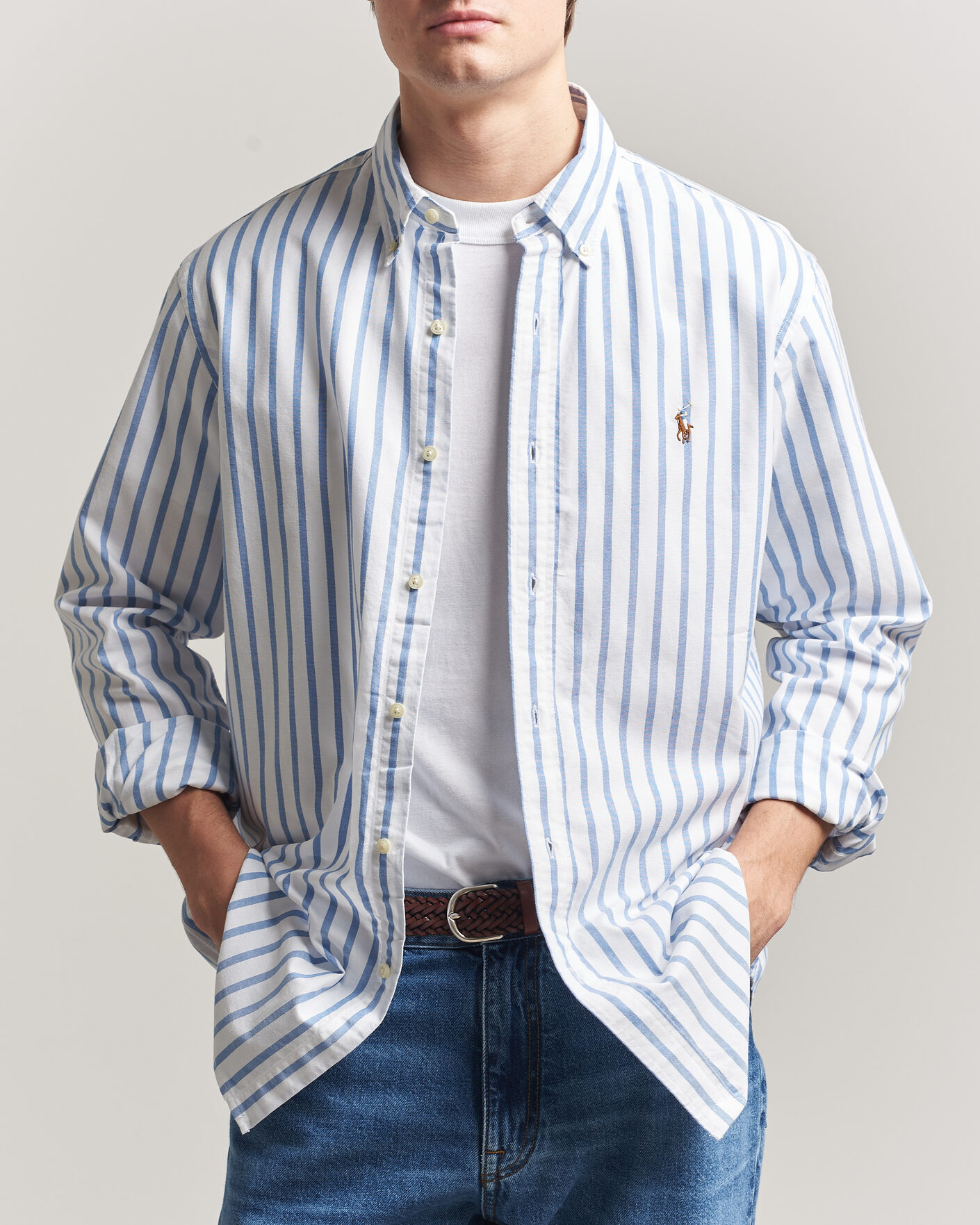 Homme | Chemises | Polo Ralph Lauren | Custom Fit Striped Oxford Shirt Blue