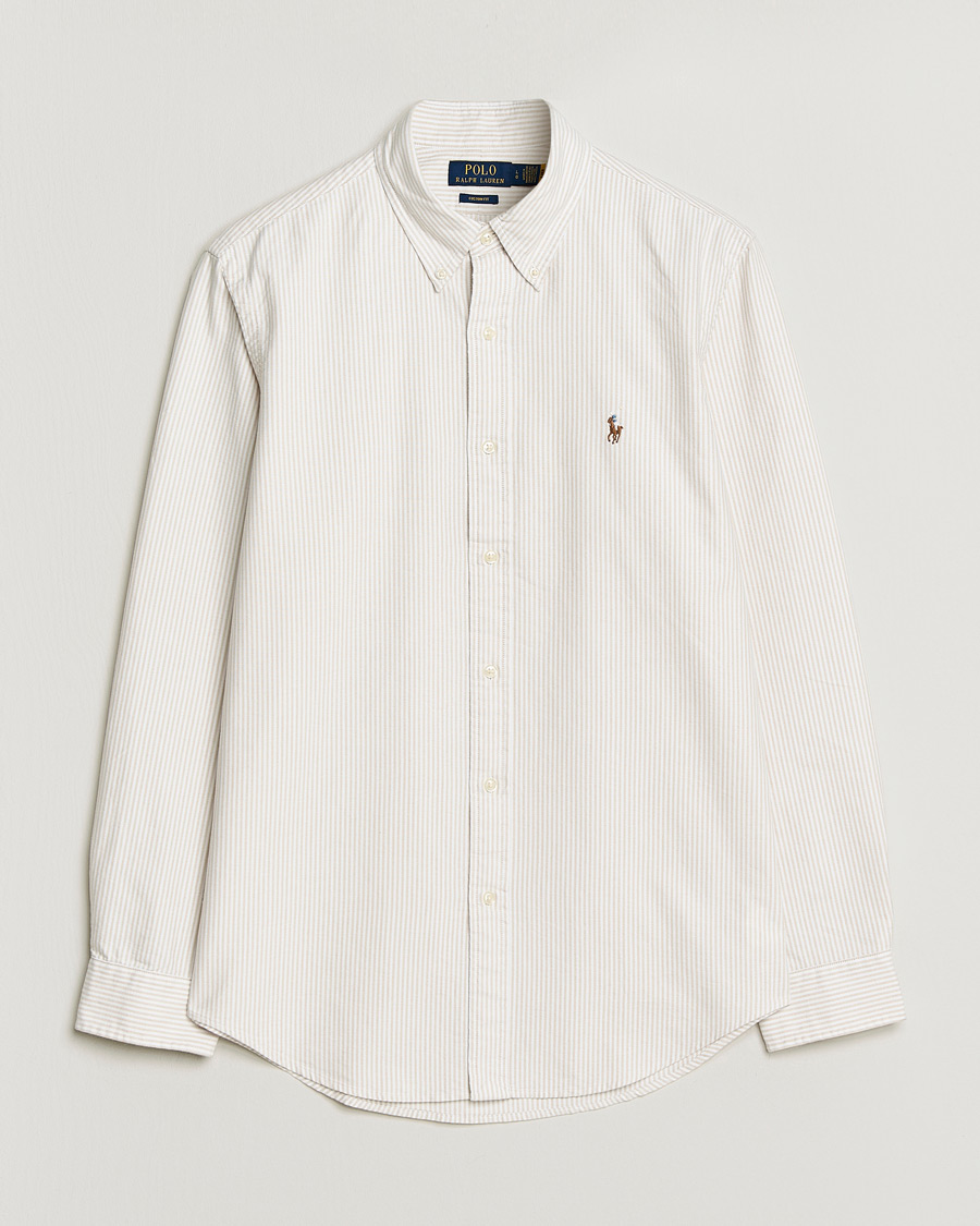 Homme | Chemises | Polo Ralph Lauren | Custom Fit Micro Striped Oxford Shirt Beige